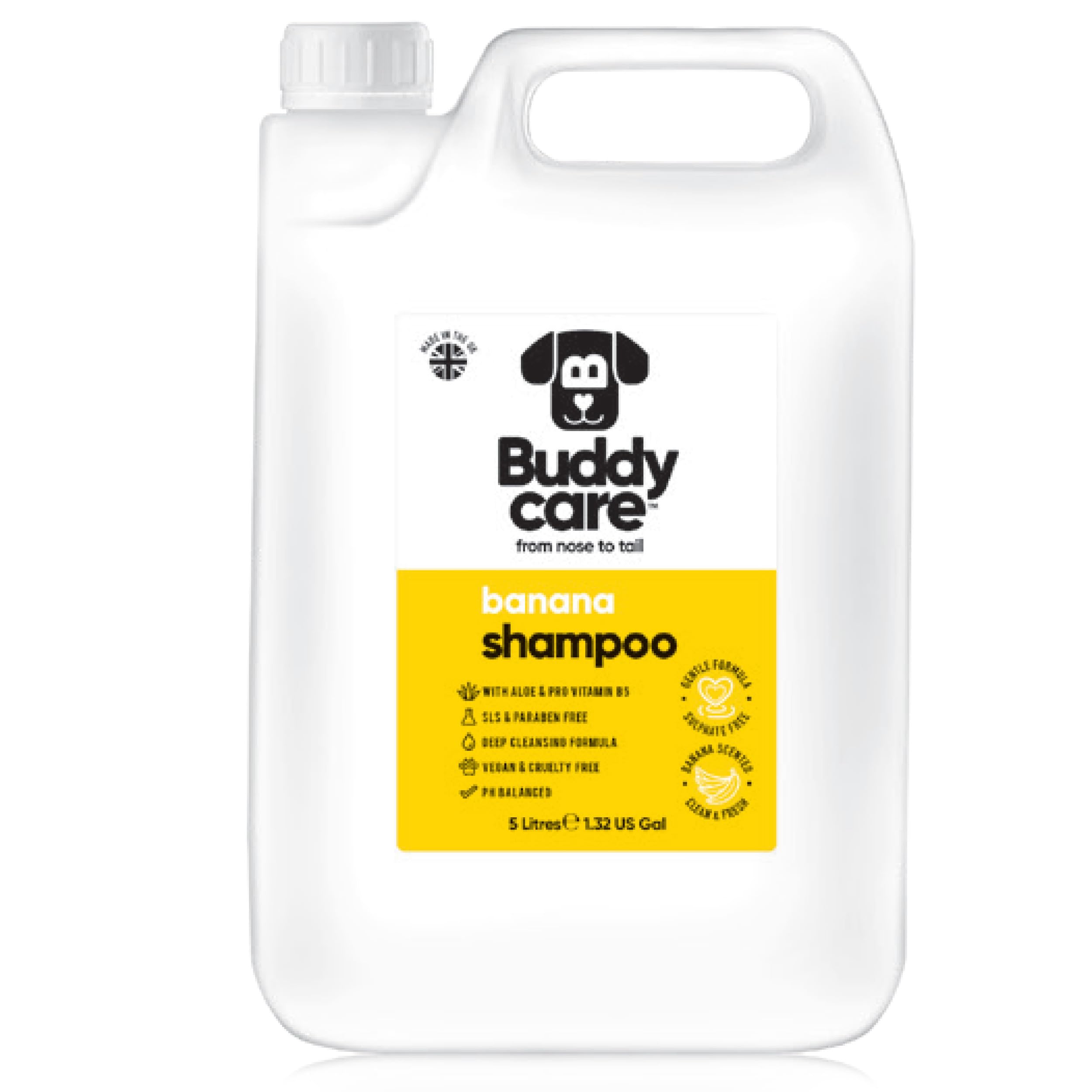 Banana Dog Shampoo by Buddycare | For Smelly Dogs, Nourishing for Itchy & Dry Skin | Vegan & Curelty Free Dog Shampoo | Aloe Vera and Pro-vitamin B5 | 5L