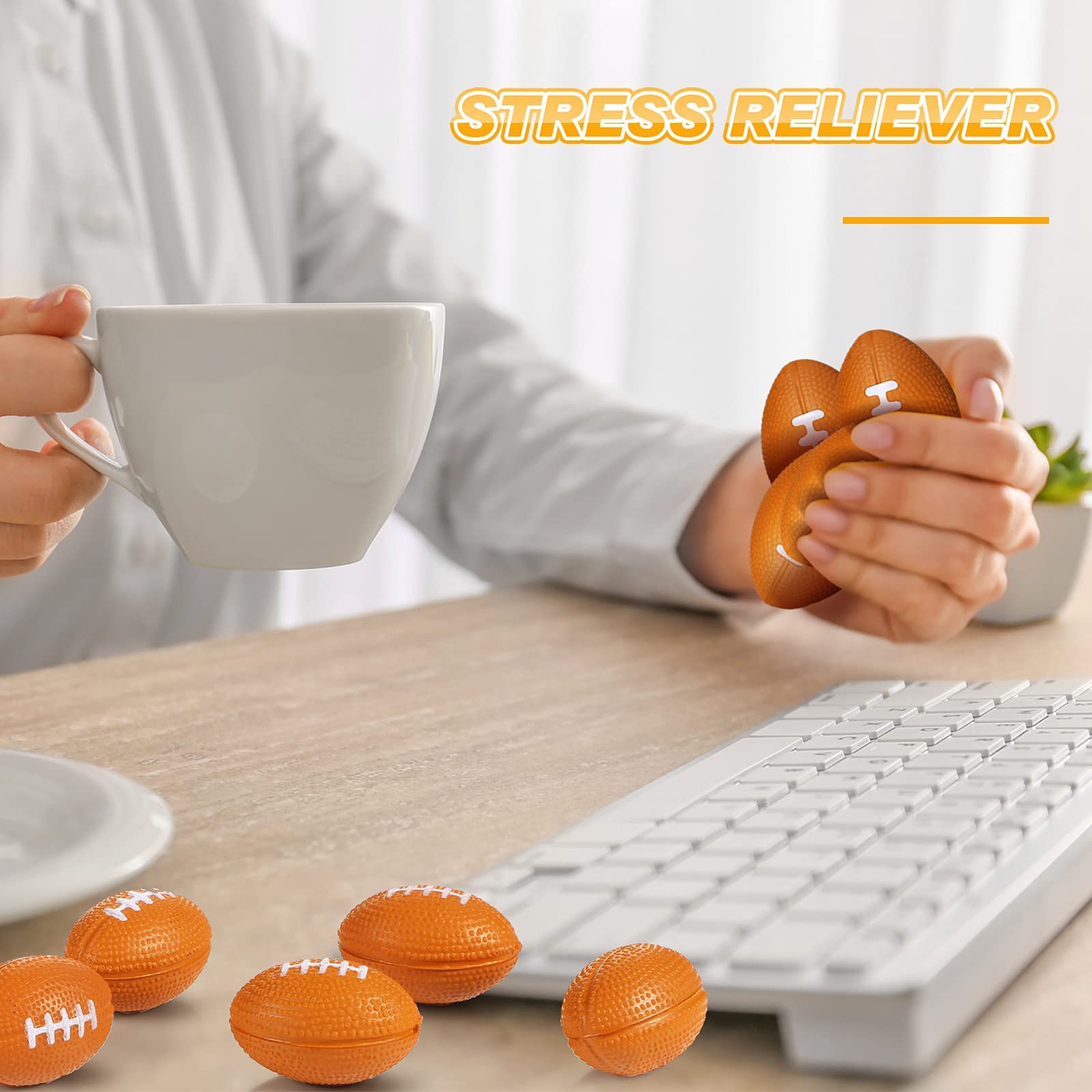 Civaner 100 Packs Mini Football Sports Stress Ball Small Foam Footballs ...
