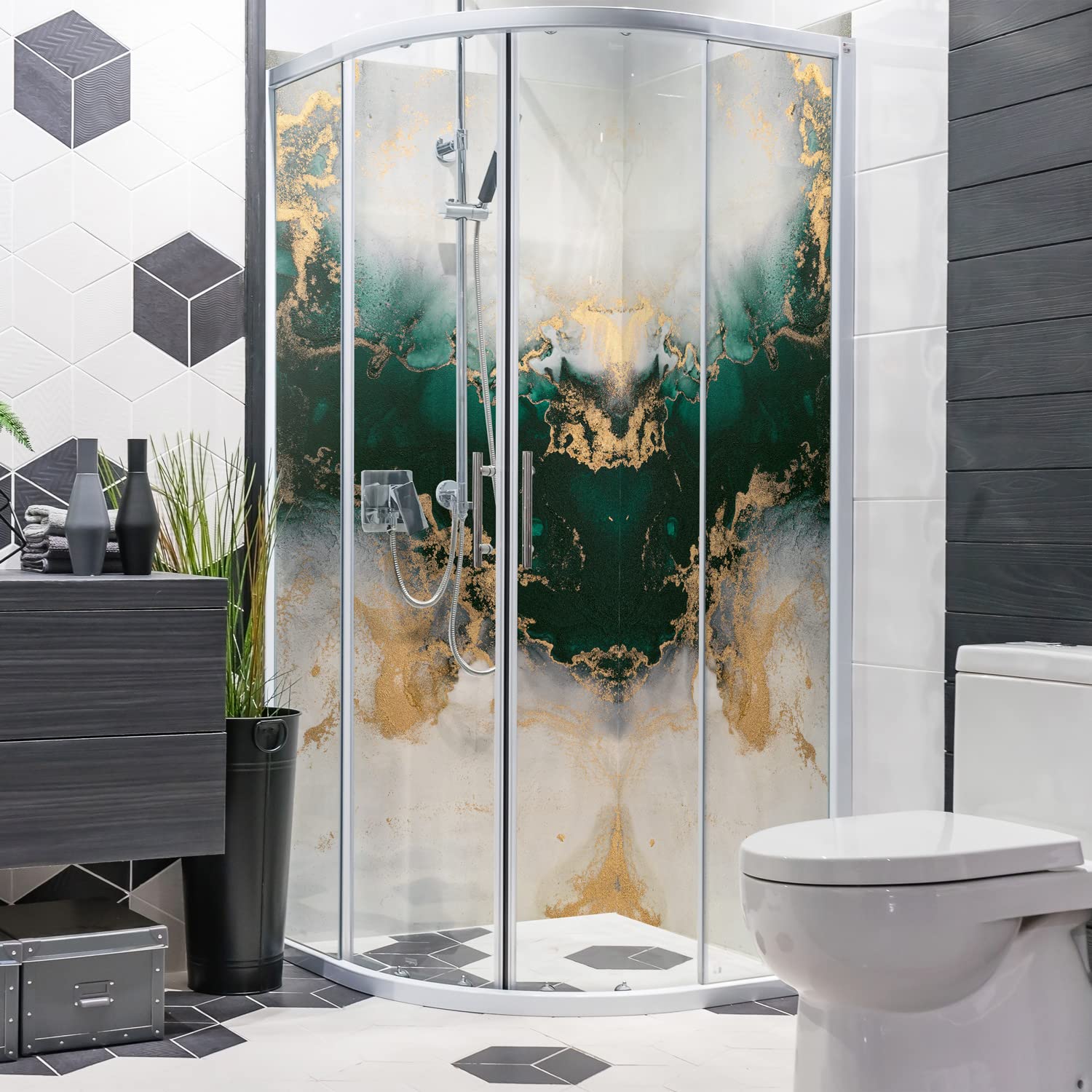 Dedeco Paroi De Douche Imperméable - Motif Coucher De Soleil V1 - Vernis UV Brillant - 2 X 100 X 200 Cm - Pour Remplacement Du Carrelage, Mur