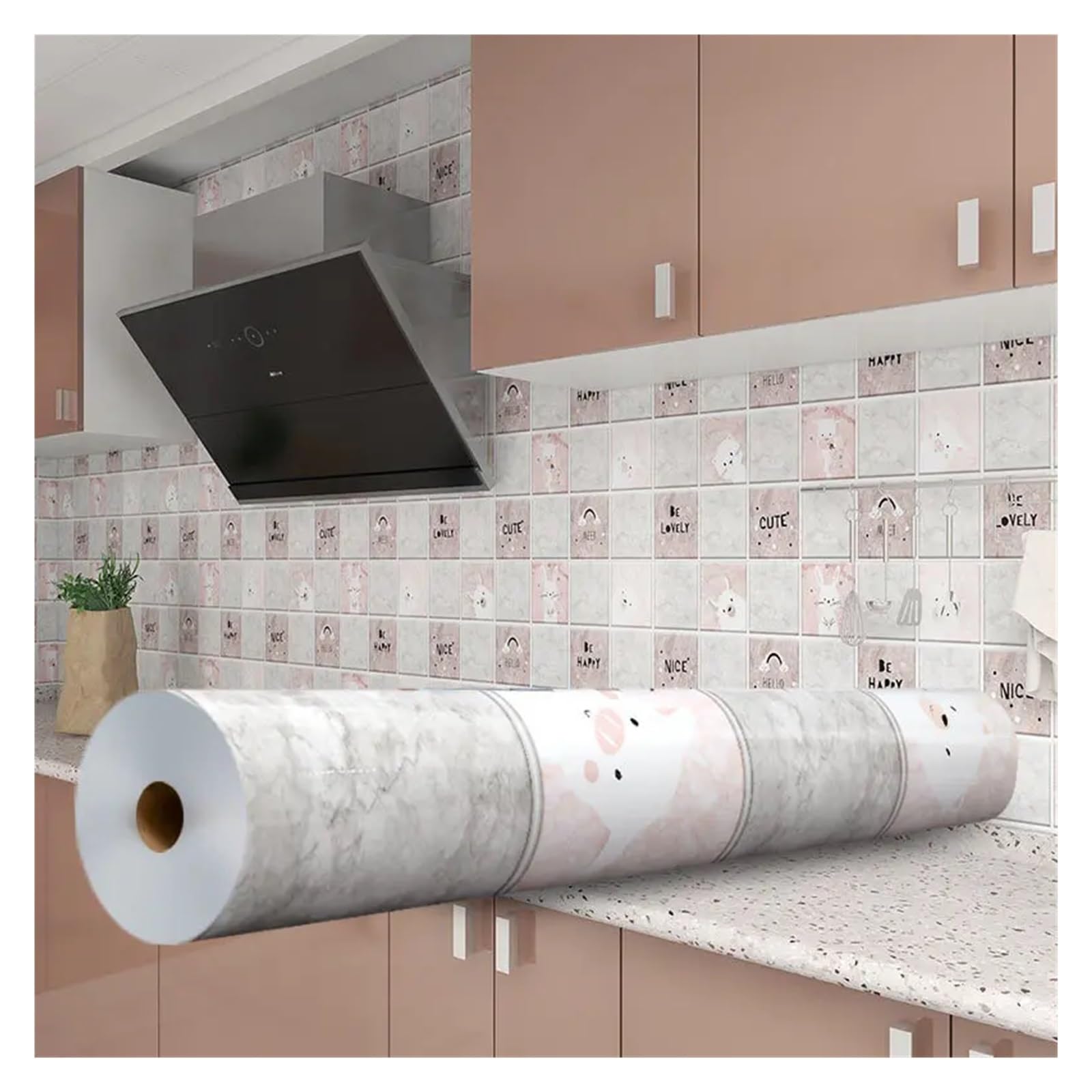 Ayztantine Self-Adhesive Wallpaper Kitchen Stove Oil-Proof Sticker Waterproof High Temperature Resistant Wallpapers Decoration(Color 9,1mx60cm)