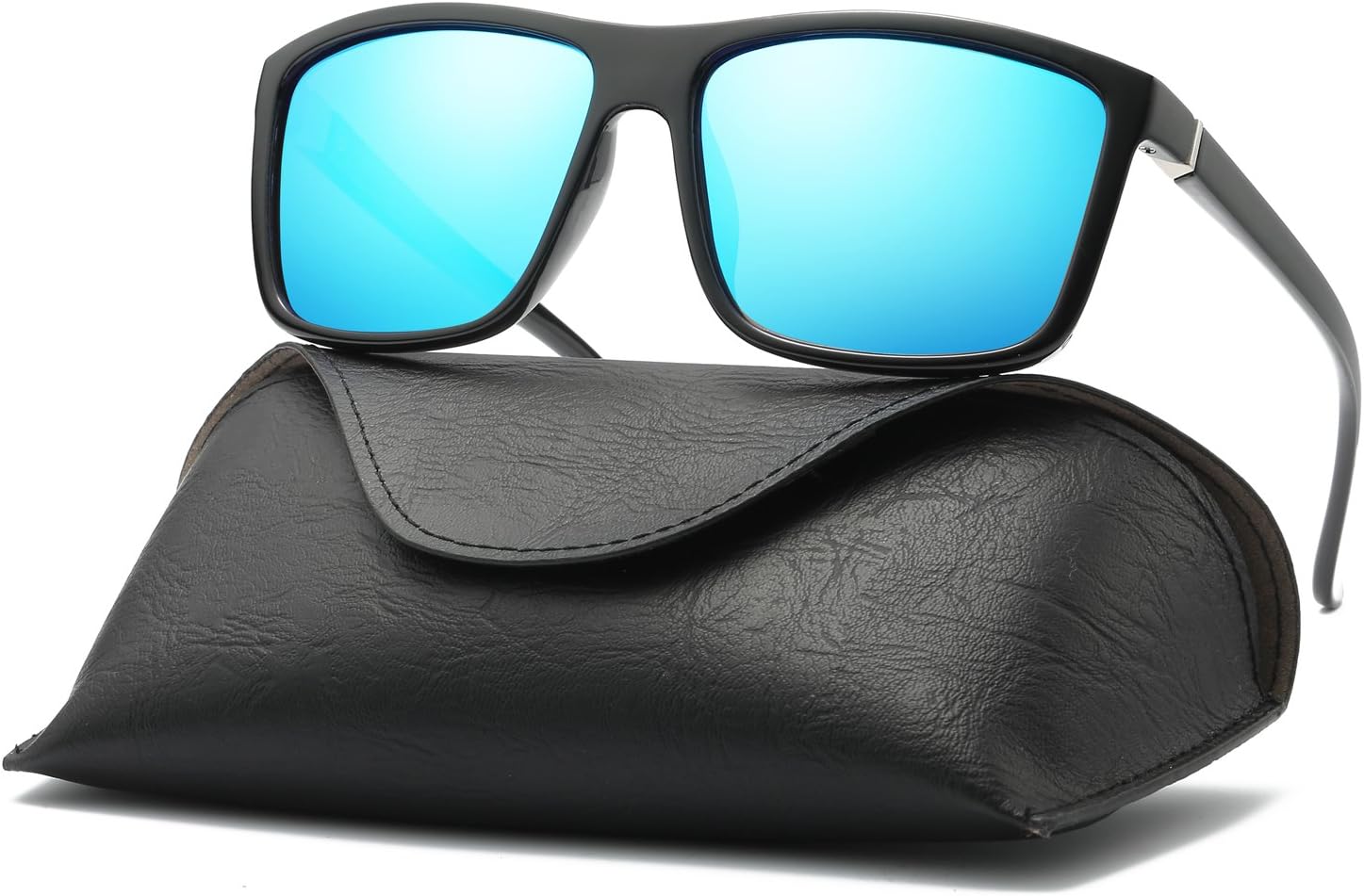 Ray Parker Sunglasses for Men Polarized Classic Retro Vintage UV Protection Mens Sunglasses RP6625 with Black Frame/Blue Lens