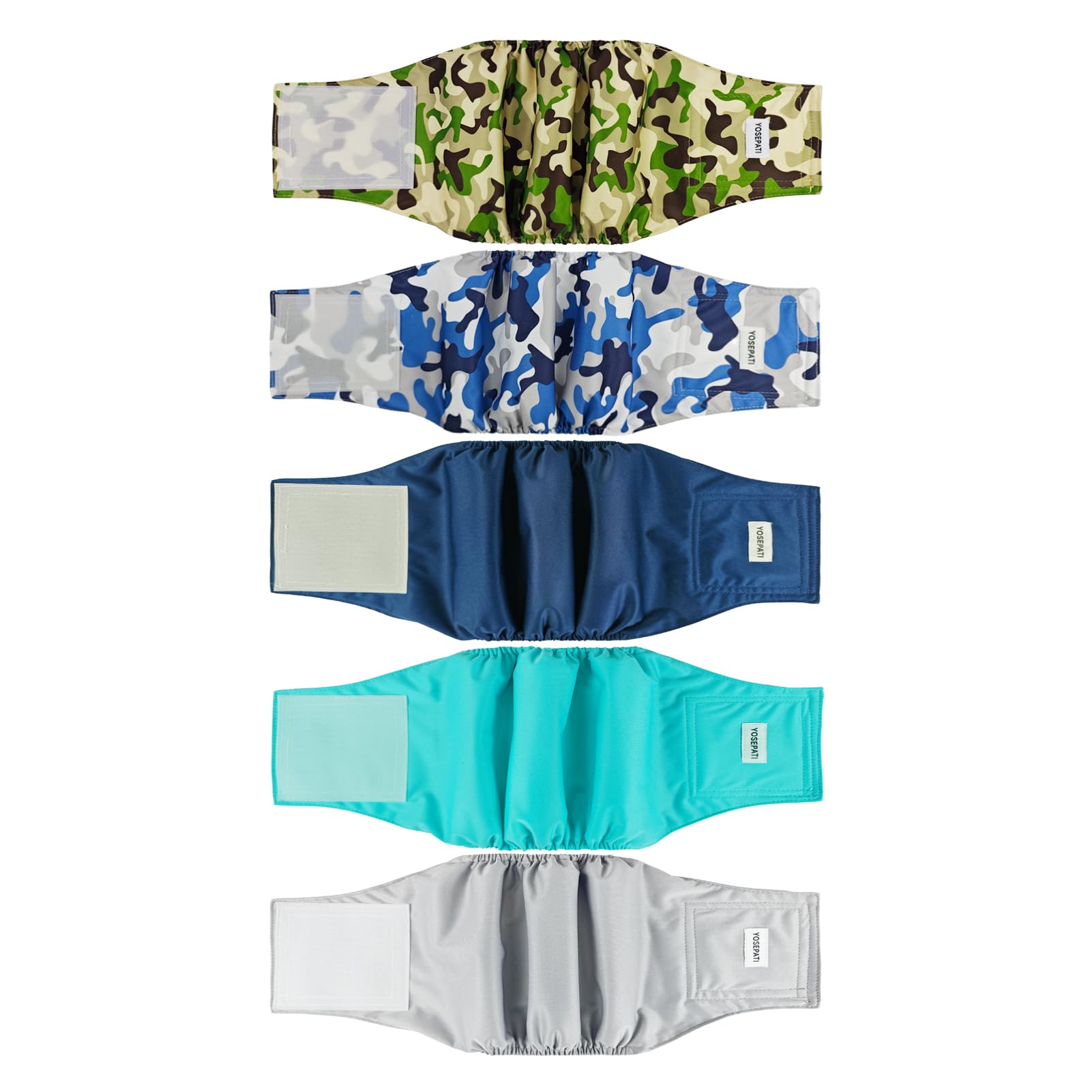 YOSEPATI 5 Pack Reusable Dog Diapers Male, Premium Belly Bands for Male Dogs, Durable & High Absorbing Washable Male Dog Wraps for Doggie in Incontinence or Excitable Urination and Training (Large)