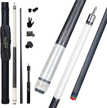 Carbon Fiber Pool Cue Stick 12.5mm Rainbow Tip Low Deflection Pool Stick with Uni-loc Pin Joint and Extension Pool Stick-20 oz