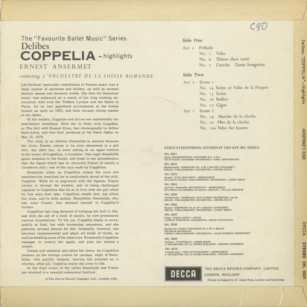 Amazon.co.jp: ドリーブ Delibes コッペリア Coppélia ハイライト