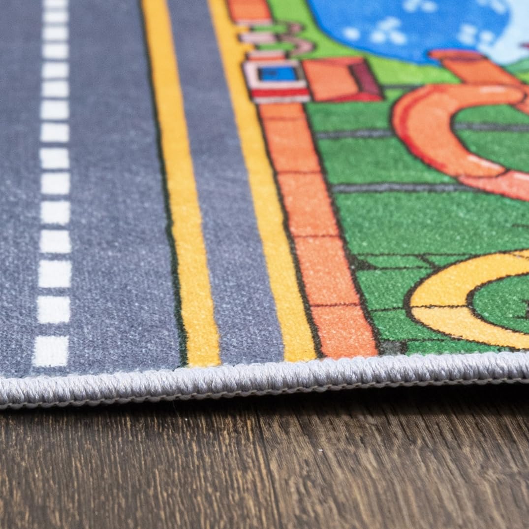 Mazovia Tapis Enfant Chambre d'enfant 80x150cm Anthracite Gris Rues Élégant