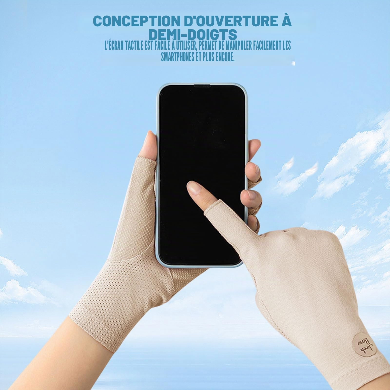 Gants de conduite d'été femme protection UV antidérapants ongles en gel équitation cyclisme