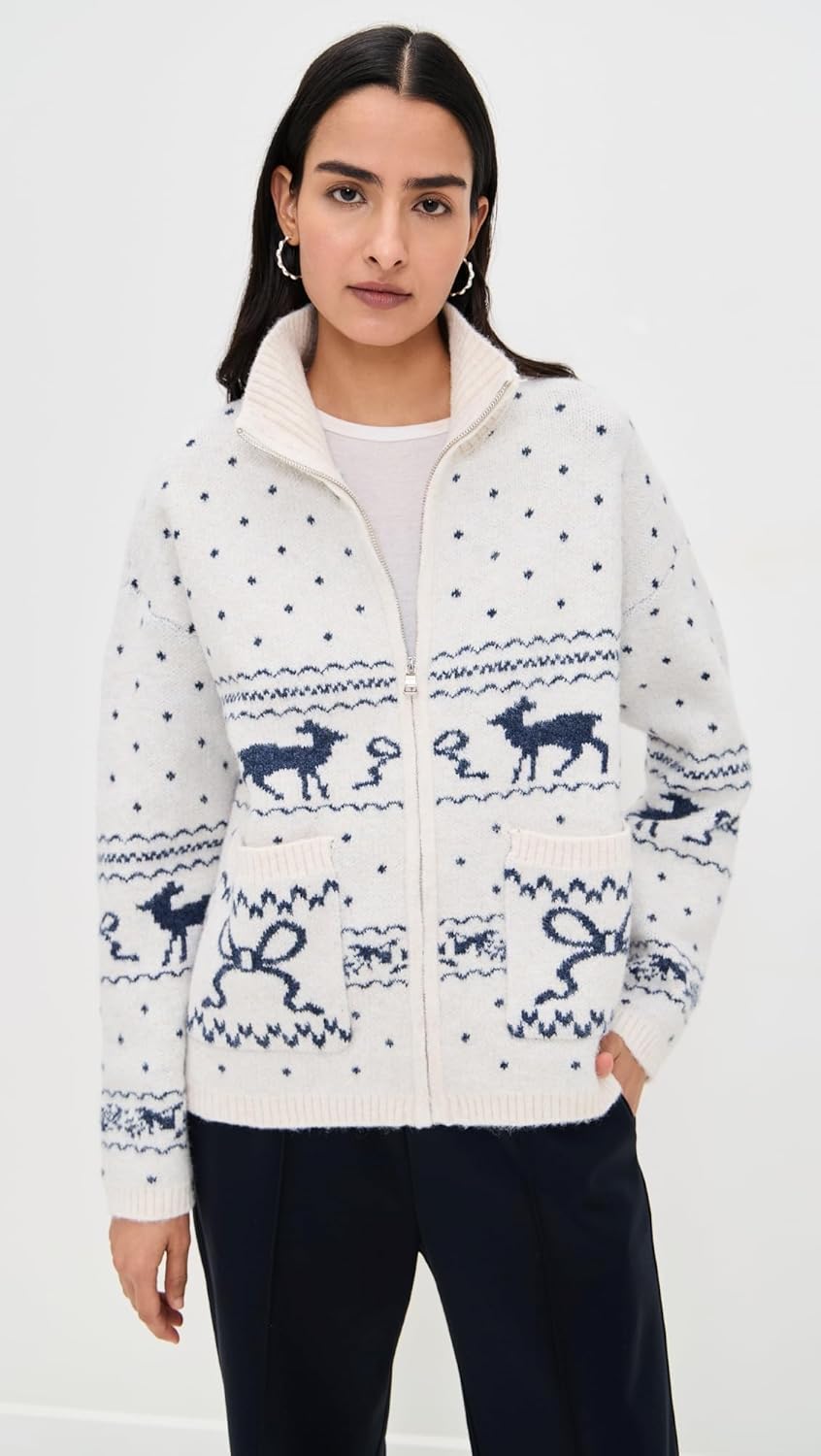 Another Girl Women's Fair Isle Knit Zip Sweater - Image 2