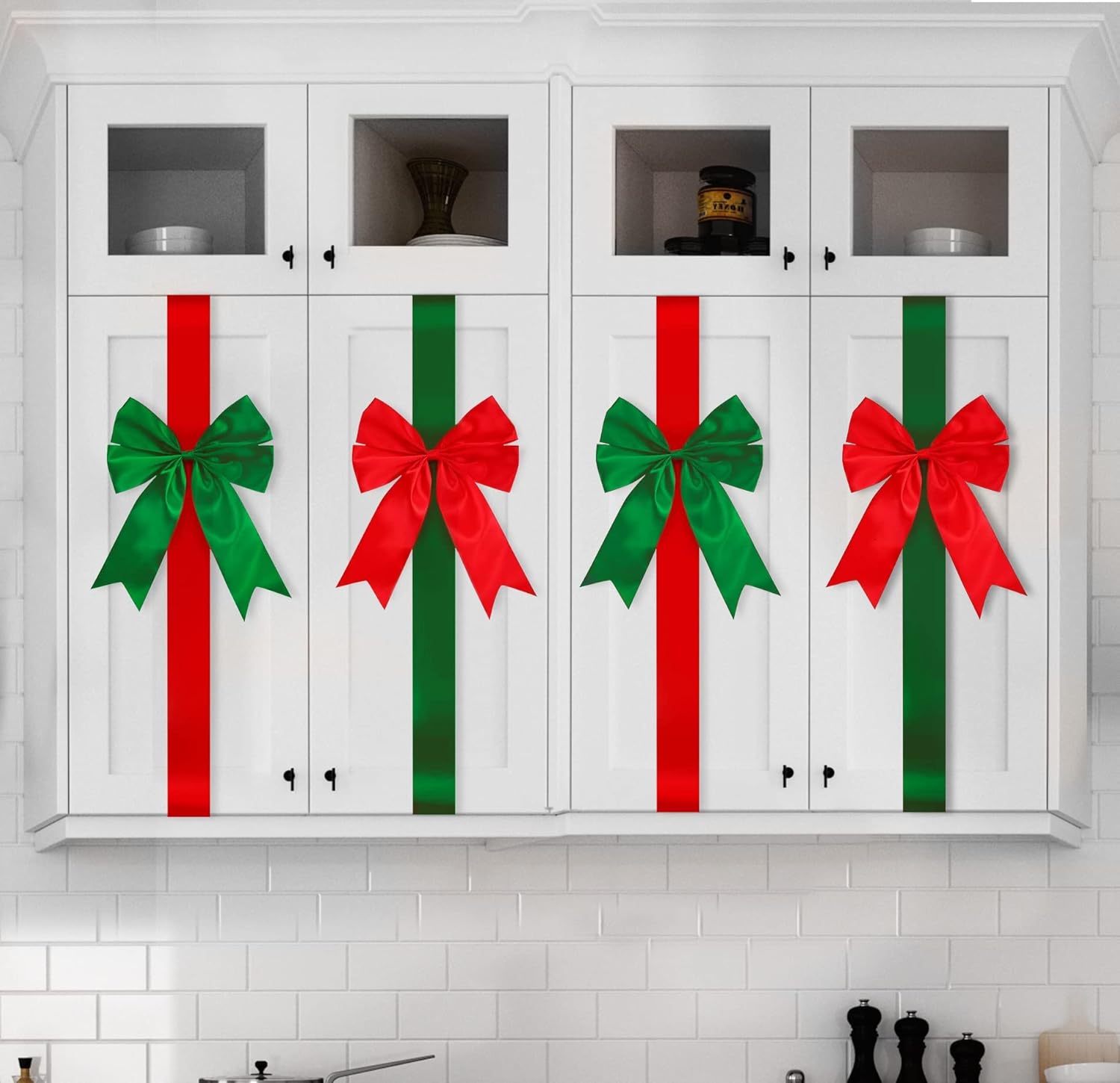 Kovot Set of 4 Hanging Ribbon Bows Christmas Decoration for