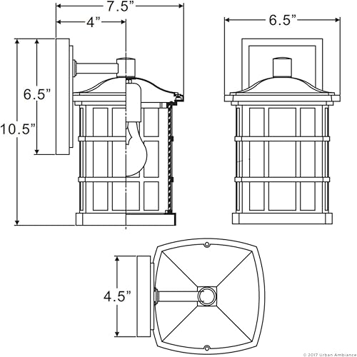 Vista 35 de Urban Ambiance UQL1248 - Lámpara de techo para exteriores, tamaño pequeño: 5.75 pulgadas de alto x 12 pulgadas de ancho, con elementos