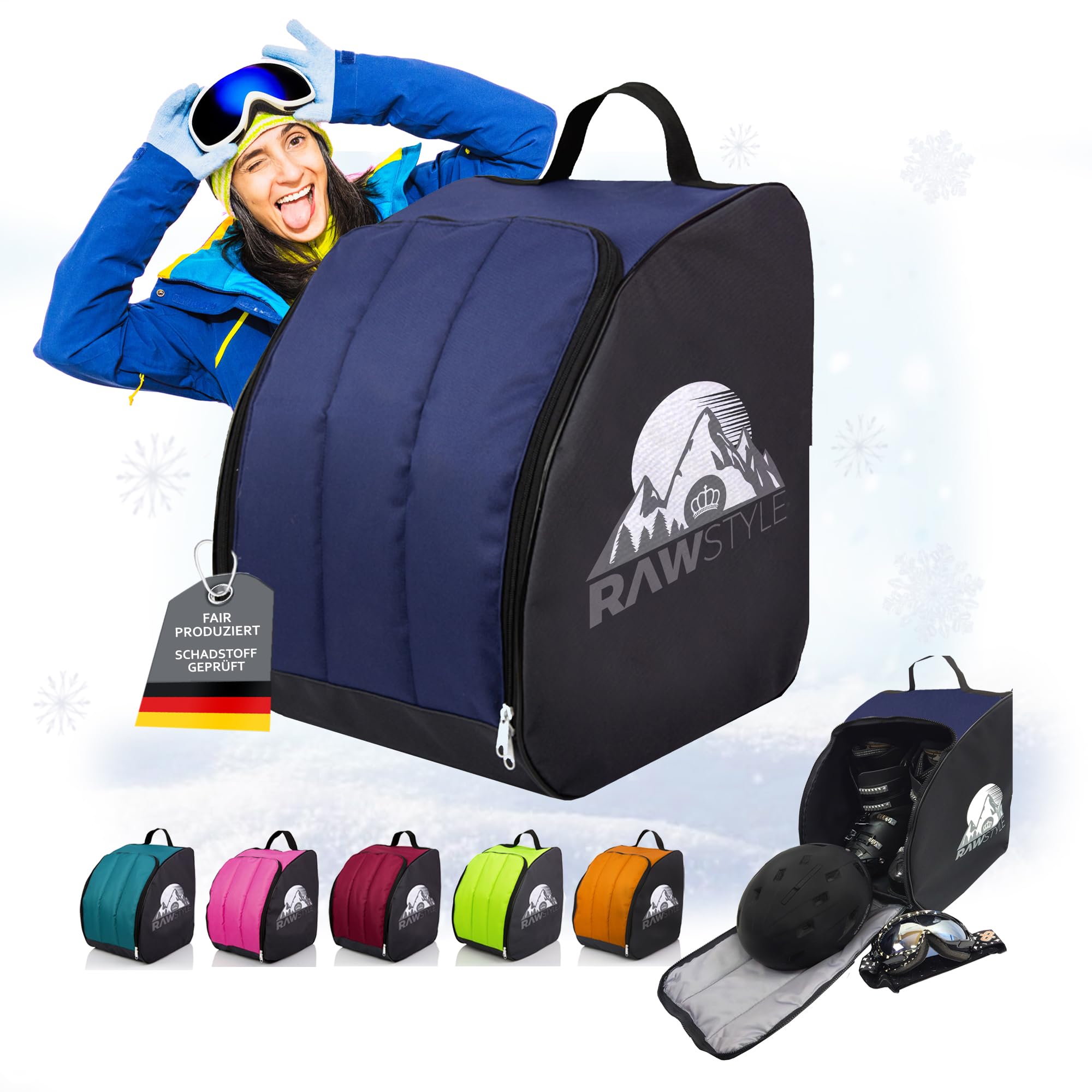 Rawstyle Torba na buty narciarskie plecak do sportów zimowych buty narciarskie Bag model 2 (czarno-niebieski)