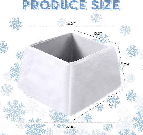Miniatura 3 de Collar de árbol de Navidad, piel sintética, caja de árbol de Navidad, cubierta base, anillo cuadrado, falda de felpa blanca nevada para decoraciones