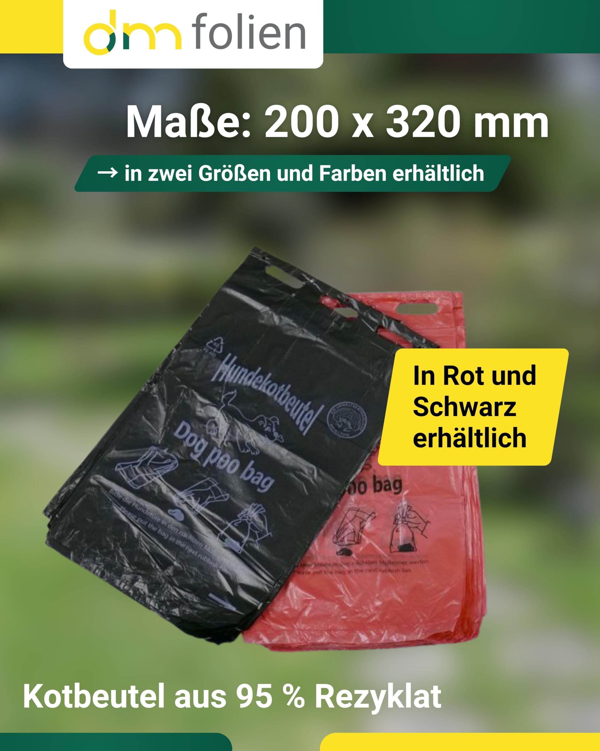 HDPE Hundekotbeutel, schwarz, 3.000, Stück, Bello, 200 x 320 mm, 30 mm Blockrand