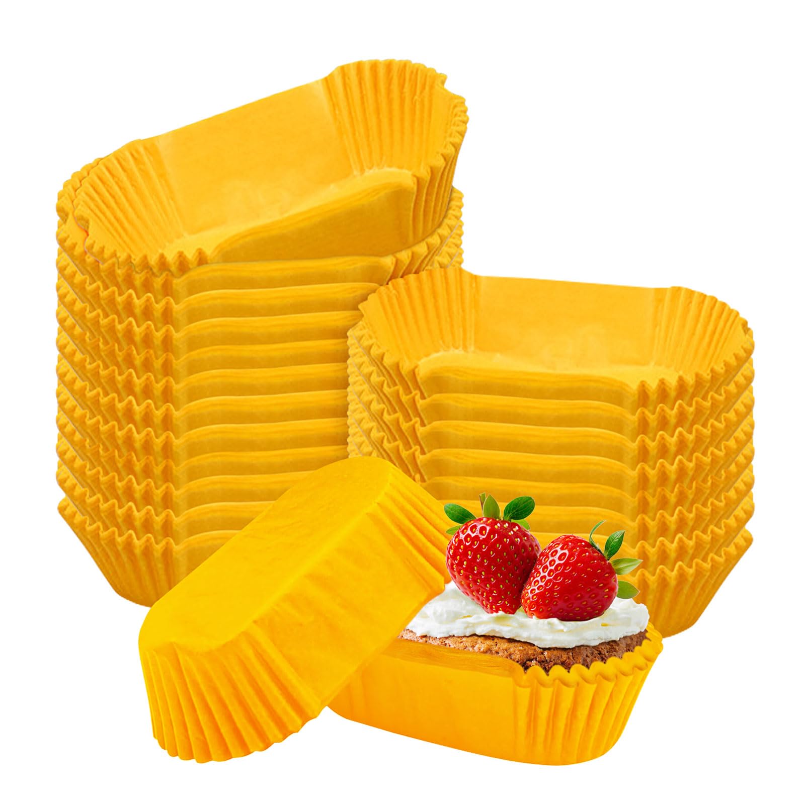 Fodera ovale da 1000 pezzi per pane per cottura, carta da parchment utilizzabile per muffin per cupcake (giallo, L)