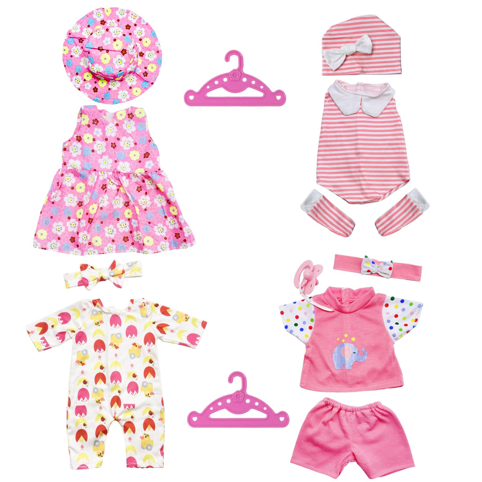 WanderGo Baby Doll Clothes for 35-43 cm Dolls, 4 Piece Sweet Baby Doll Outfits includes Short-Sleeve Set, Long-Sleeve Set - Image 2