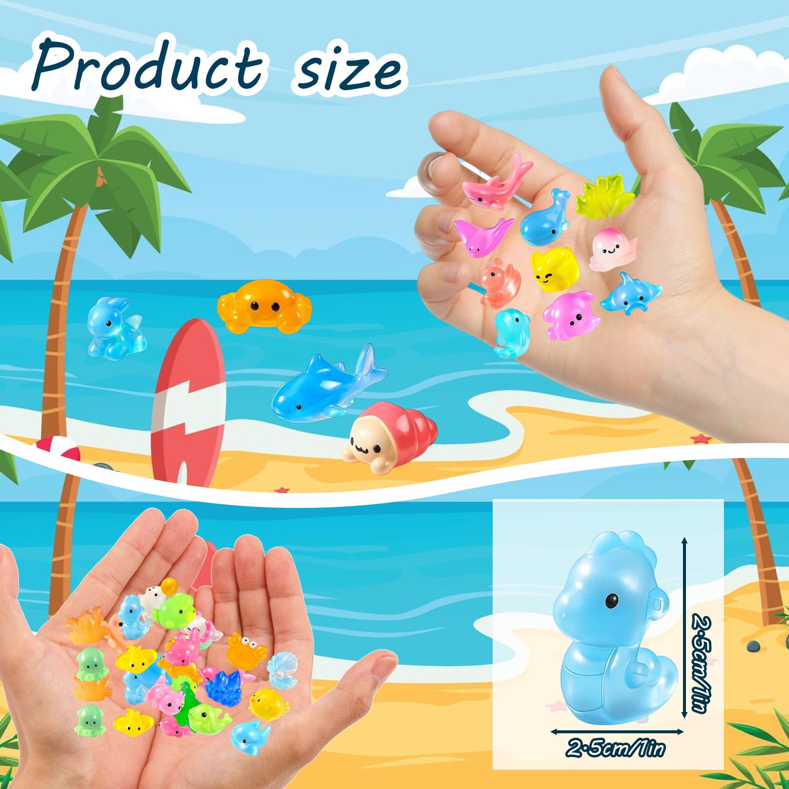 60 Mini Resin Animals, Glow in The Dark Tiny Sea Creatures for Aquarium Decor Fairy Garden Landscape - Image 2