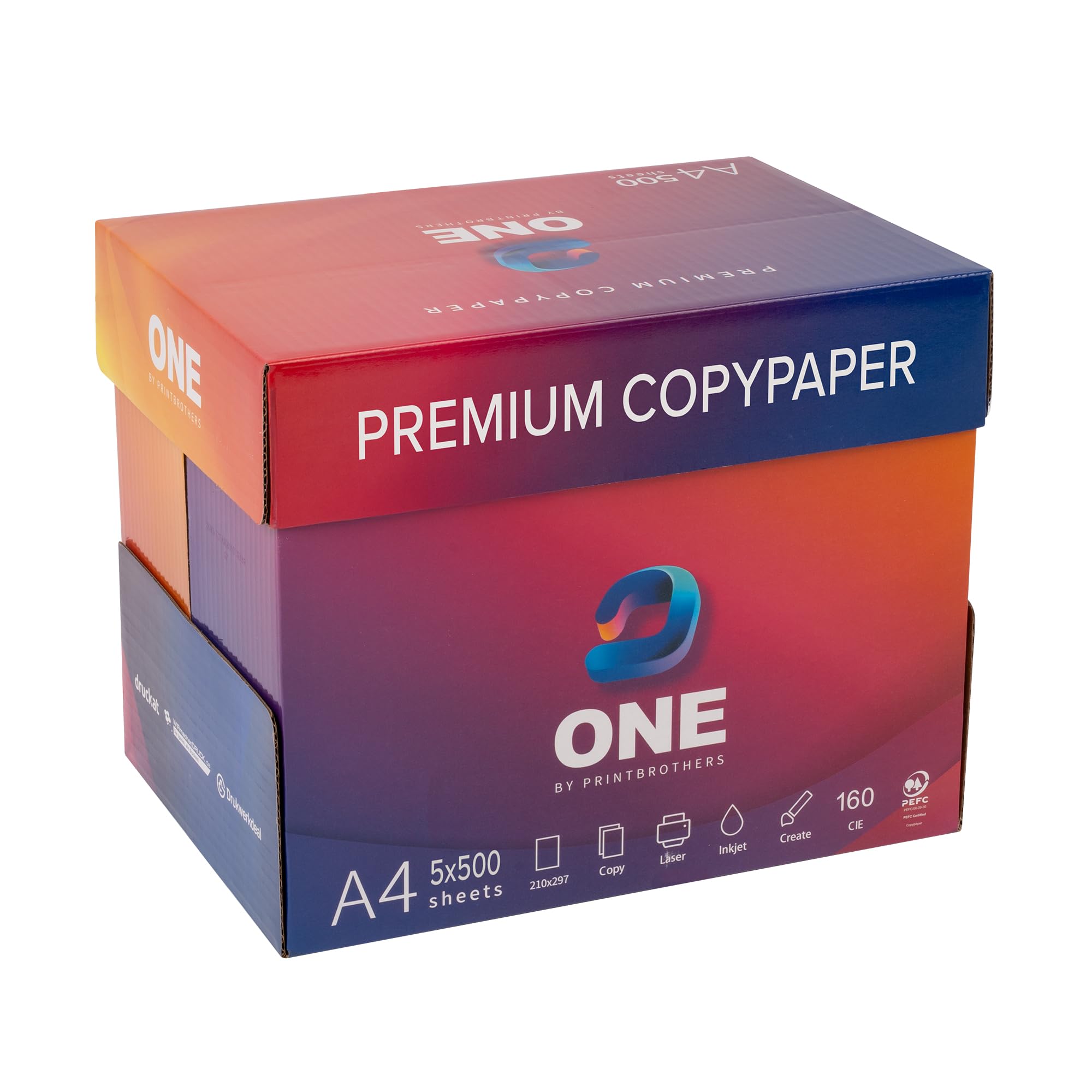 2.500 fogli di carta da stampa e fotocopiatrice, formato A4, base (5 x 500 fogli), bianco, universale, ideale per ufficio e casa (1 cartone, 2500 fogli)