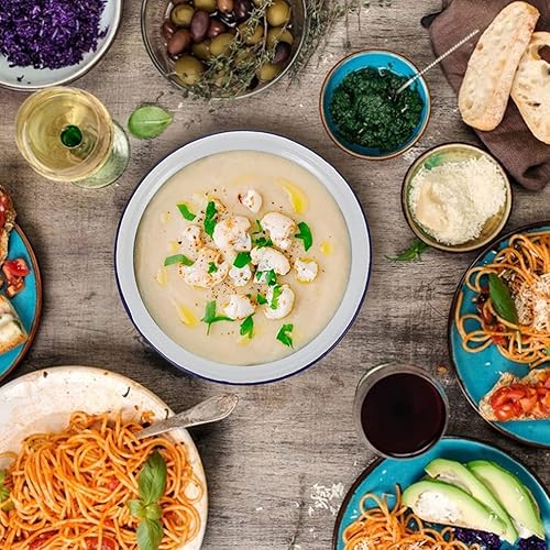 Miniatura 9 de Housoutil Cuenca esmaltada de 2 uds. Cuenco de mezcla de cocina para baño, platos de lavabo, ensalada de frutas, fideos, cuenco de almacenamiento