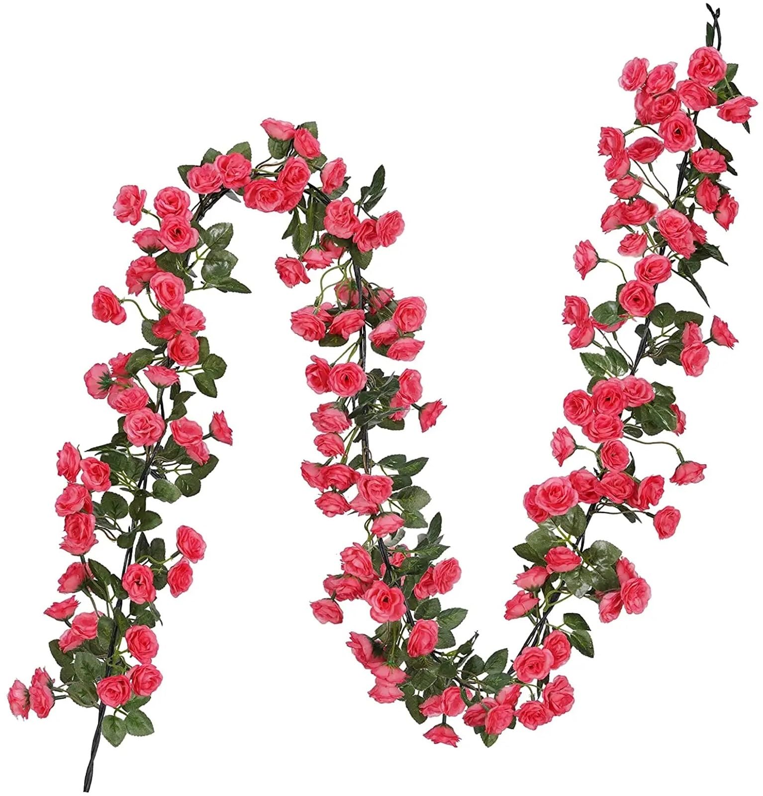 LuoAXINN Artificial Rose Vine 488cm Fake Rose Vine String Flowers Plants
