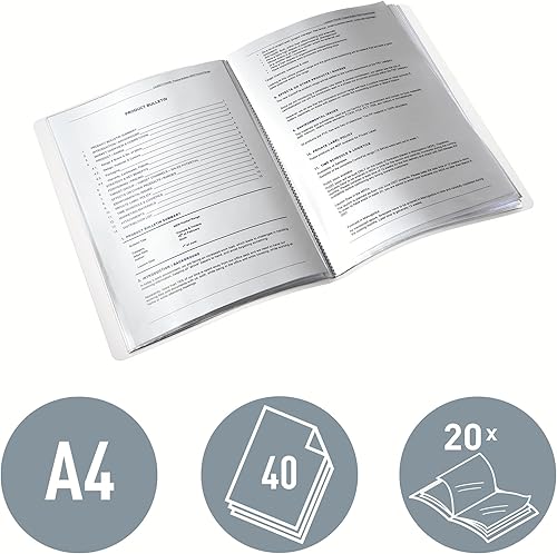 Miniatura 3 de Leitz 46310023 - Libro de exhibición A4, 20 bolsillos, capacidad para 40 hojas, bolsillos transparentes, rosa metálico, rango Wow