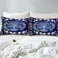 Vista 7 de Erosebridal Juego de ropa de cama con diseño de árbol de la vida, tamaño Queen para niños y niñas, diseño bohemio exótico de mariposa, funda