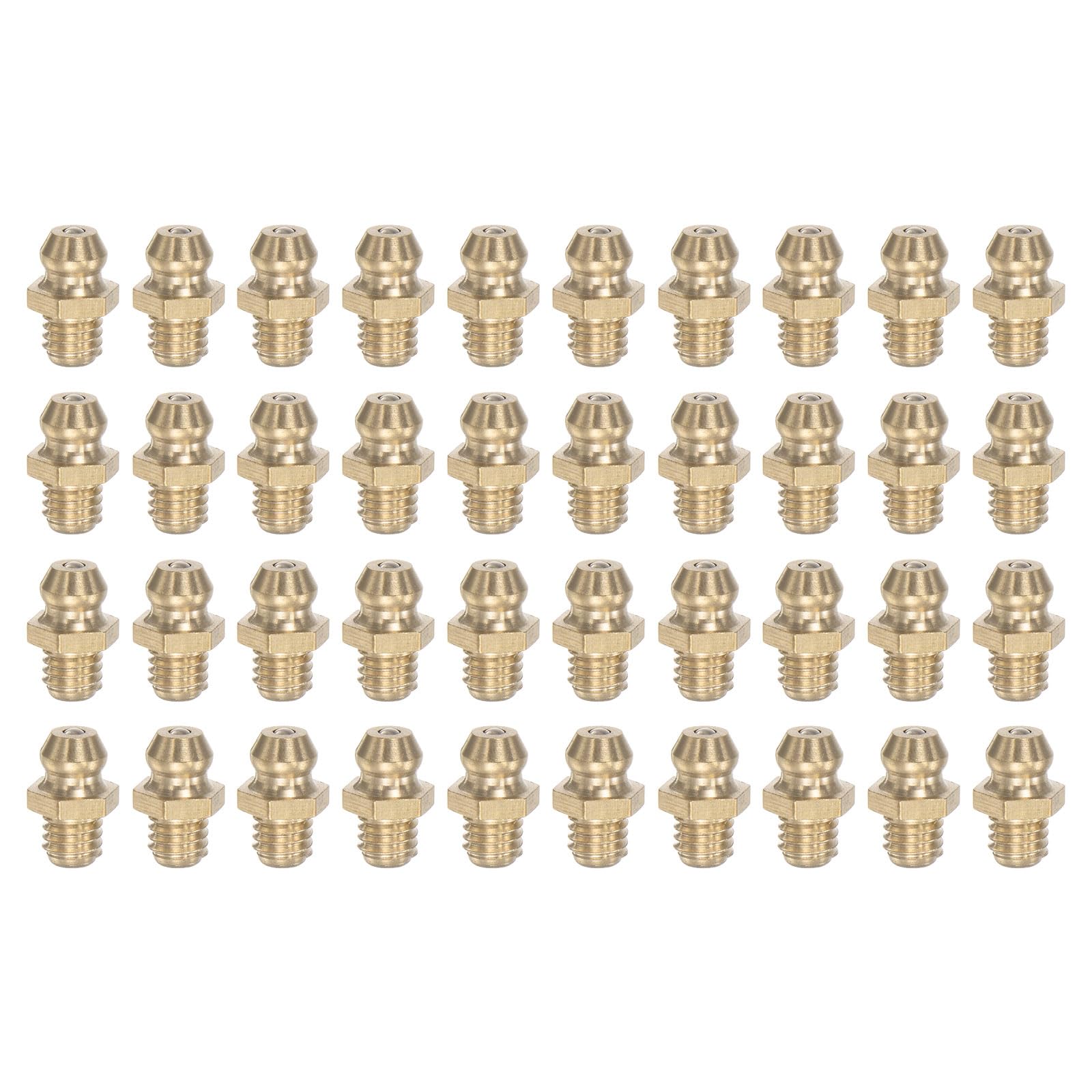 uxcell Brass Straight Grease Fitting M6 x 1mm Thread Hydraulic Grease Fitting Accessories, 40Pcs