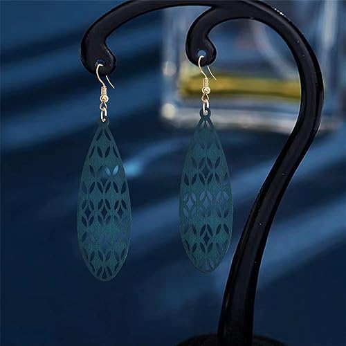 Miniatura 3 de Aretes colgantes únicos hechos a mano, bohemios, ligeros, vintage, grandes, de madera, huecos, bohemios, hipoalergénicos, geométricos, de madera