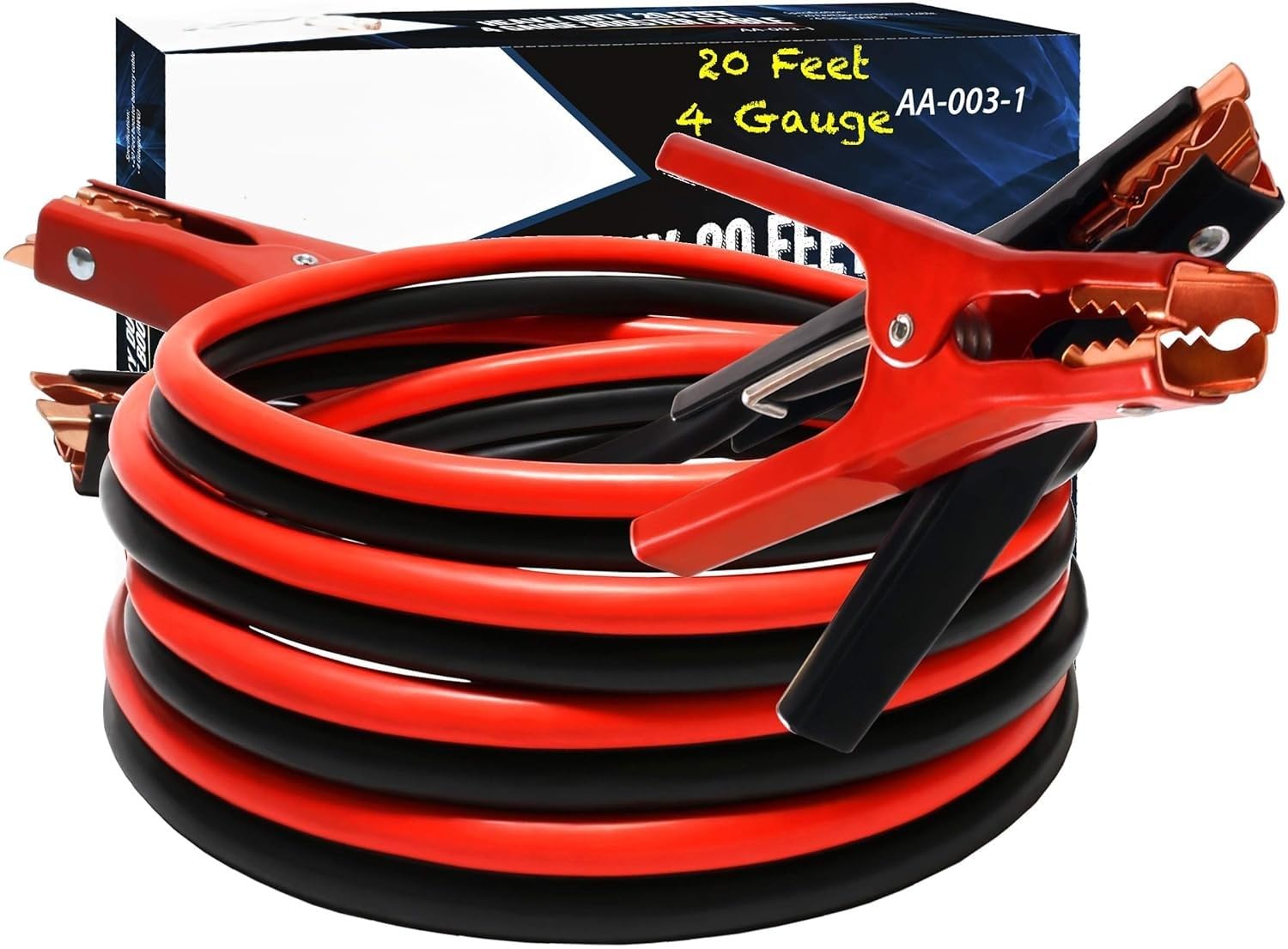 AUREUS 4 Gauge 20 Ft 500A Heavy Duty Booster Jumper Cables, 4 AWG Copper-Clad, Strong Insulated Clamps for Cars, SUVs & Trucks-picture-14
