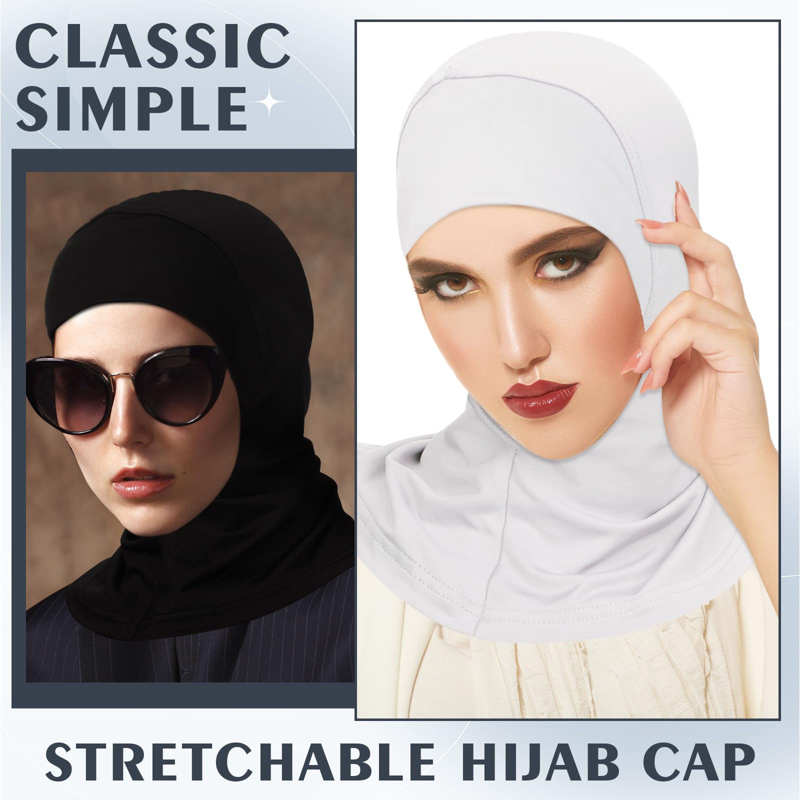 Boyiee 2 Cappelli Hijab per Donna Sciarpe per Testa a Copertura Completa Berretto Hijab Elastico