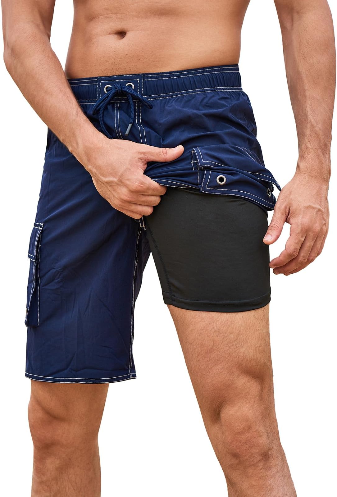 Men's 9" Swim Trunks Quick-Dry with Compression Liner Surf Swimsuit Shorts