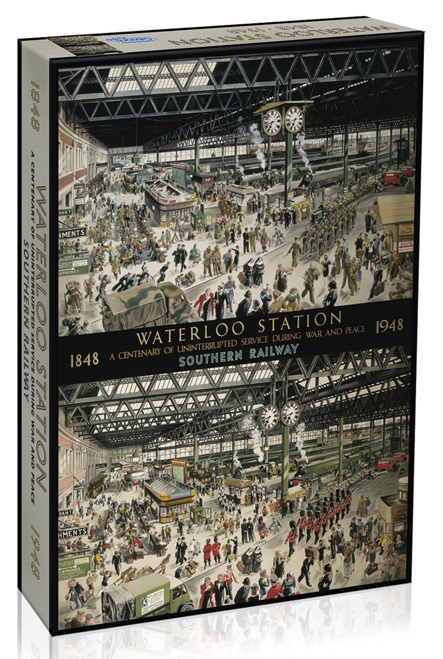Gibsons Waterloo Station 1000 Piece Jigsaw Puzzle for Adults – Historical World War Era Artwork 1848 & 1948 by Helen McKie – Vintage London Railway Scene – Premium Sustainable Puzzle Made in the UK/EU — image 1