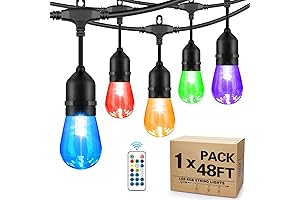 48 FT Outdoor String Lights Decorative - Colored & Dimmable