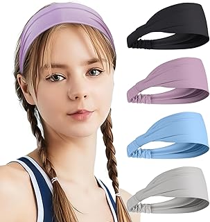 dongpanchn 4 Pack Sport Headbands for Women Wide Elastic Hair Bands Soft Thin Yoga Headband Stretchy Sweatbands for Workout Gym Running-picture-42