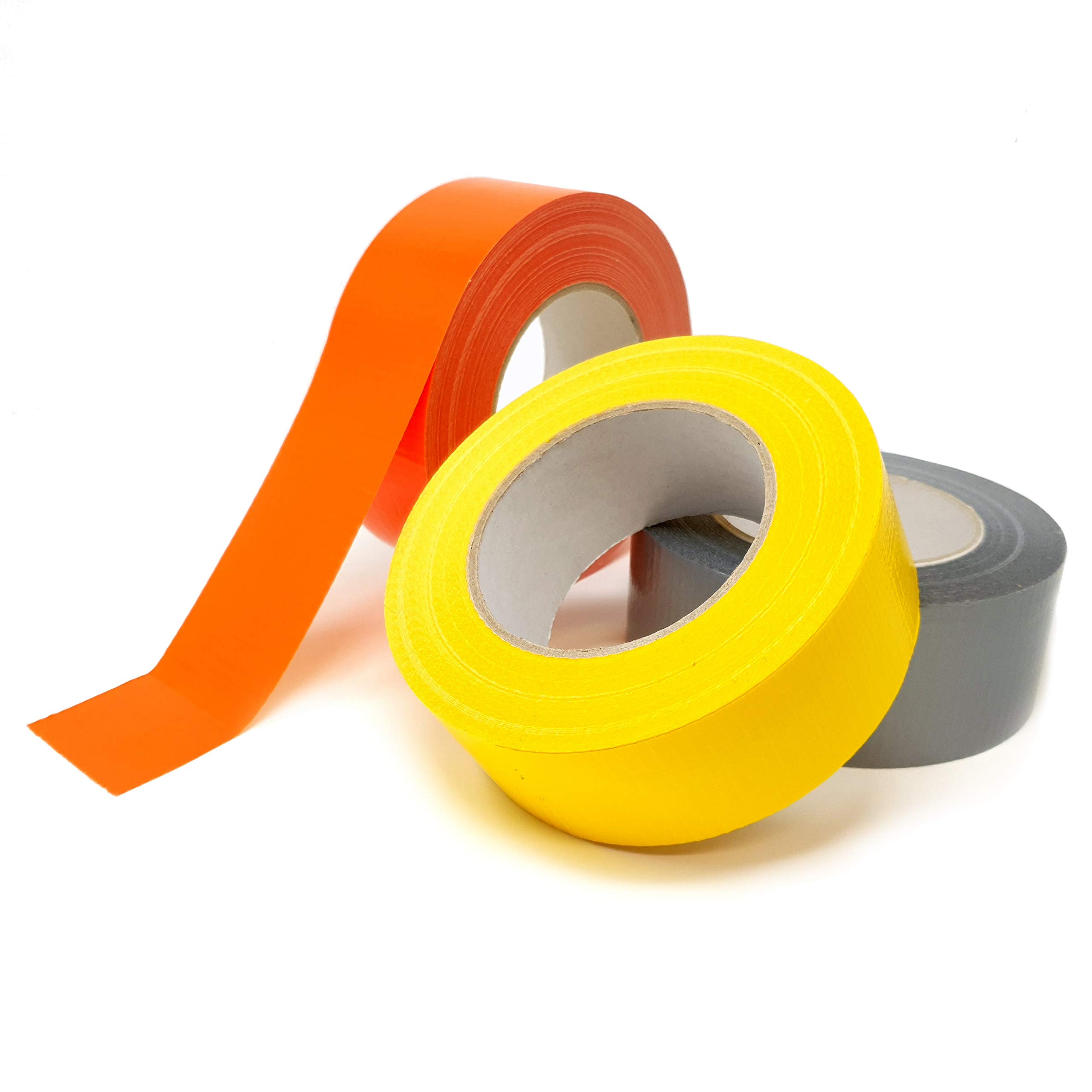gws tapes 8 Rollen Gelb Gewebeklebeband, extra stark haftendes Panzerband zum Bündeln und Fixieren, Duct Tape - Gaffer Band in verschiedenen Farben, Länge 50m x 44 mm Breit