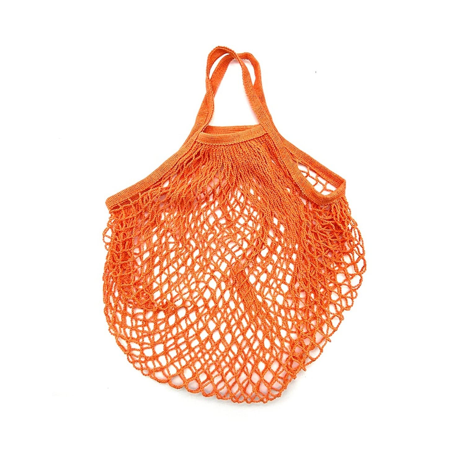 Khto Orange Portable Reusable Grocery Bags For Fruit Vegetable Bag Cotton Mesh String Organizer Handbag Short Handle Net Shopping Bags Tote (Orange)