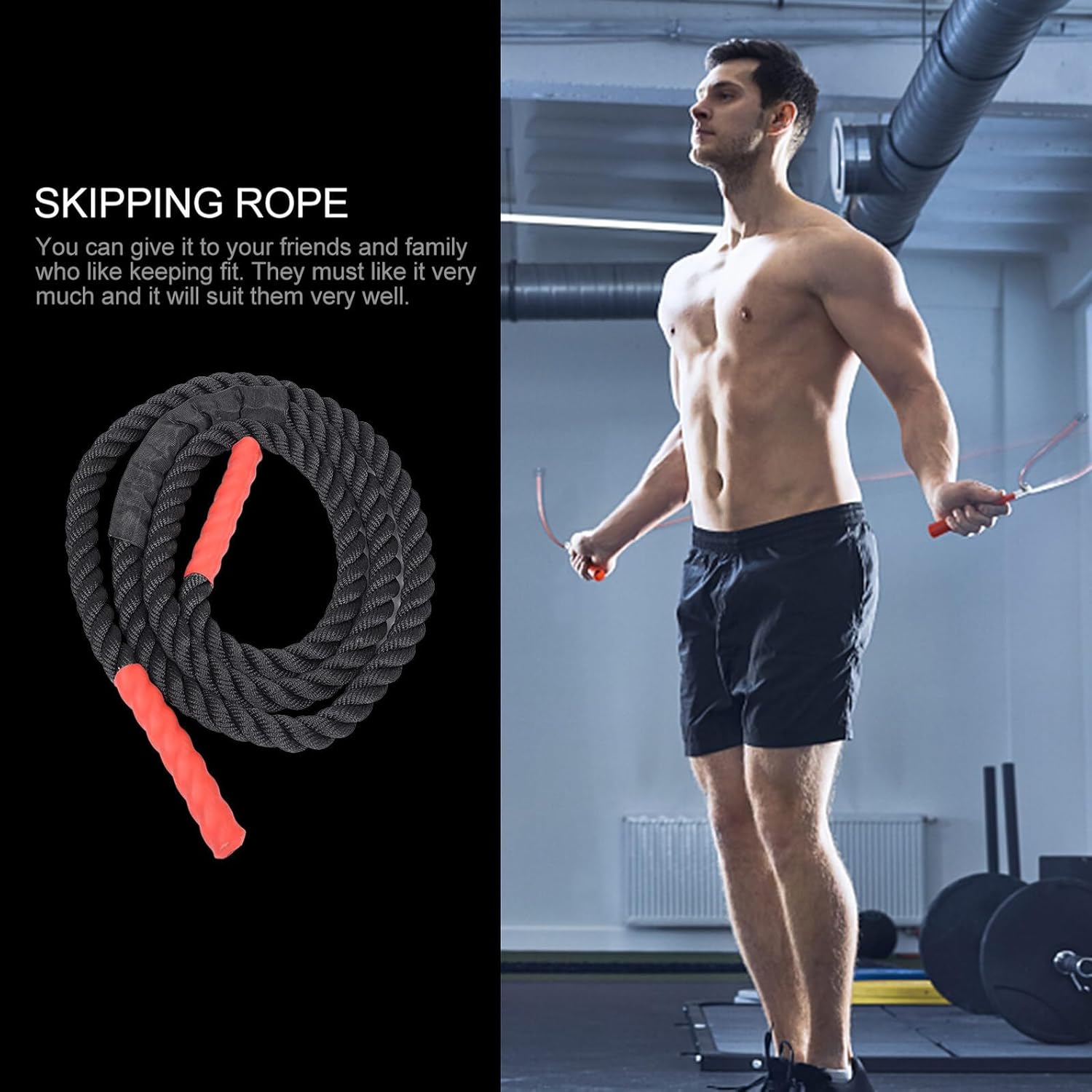 Weighted Heavy Jump Rope for Fitness and Force Training, 25mm Thick 2.8m Skipping Rope for Adult Mma Workout, Strength Conditioning Exercise Jumping Tool for Home and Gym Use