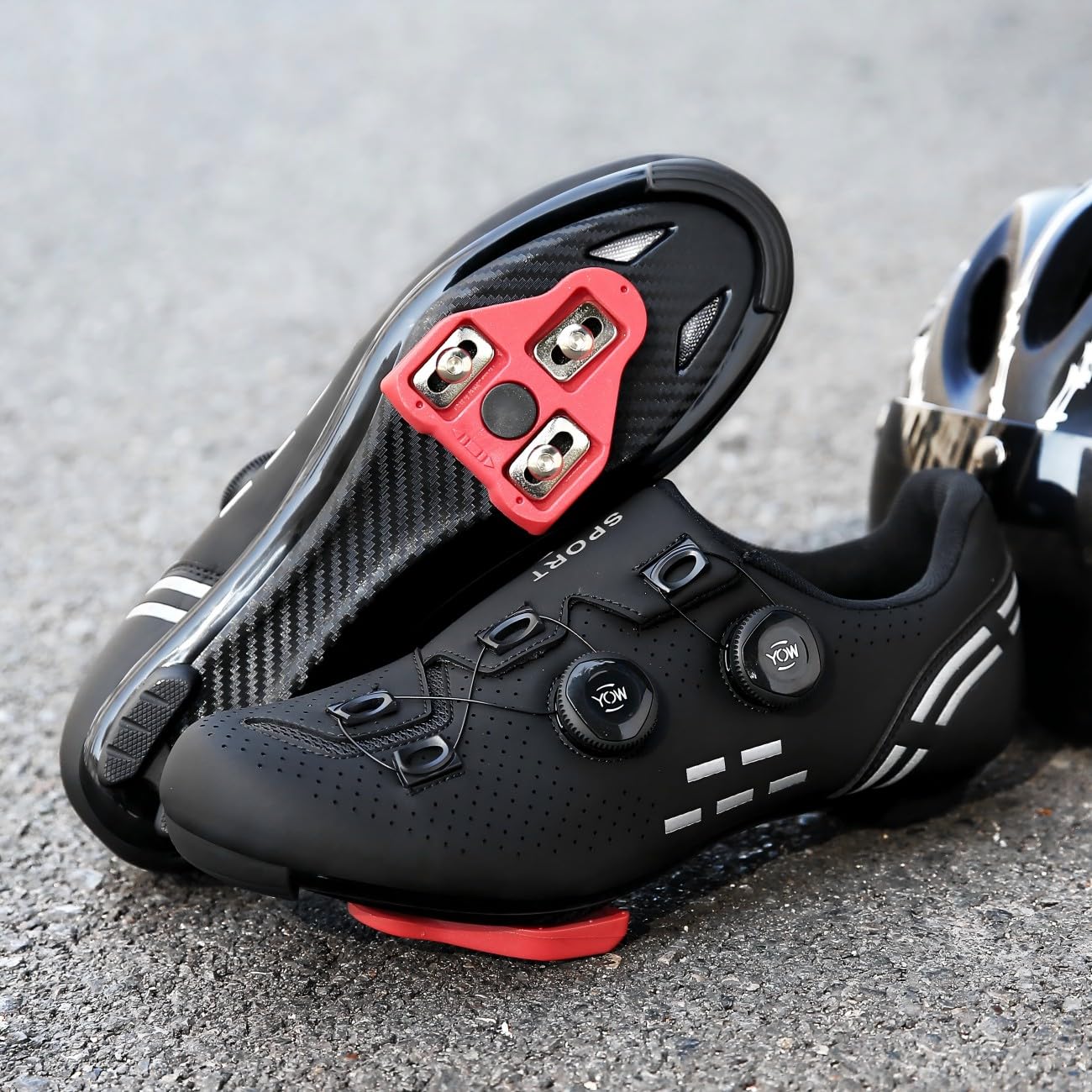Zapatillas de ciclismo para hombre y mujer, para bicicleta de carretera, MTB, compatibles con look SPD SPD-SL Delta Lock Pedal Mountain Bike, Negro , 44 EU