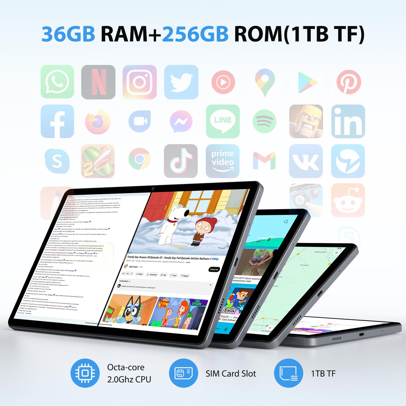 WOREGOO 10.6 Pollici Tablet Android 14, 4G LTE e 5G WiFi, 2.0GHz Octa-Core, 36GB RAM+256GB ROM (1TB TF), 2K 2000x1200 FHD Display, GMS/GPS/8+13MP/Batteria 9580mAh con Tastiera+Mouse (Grigio)