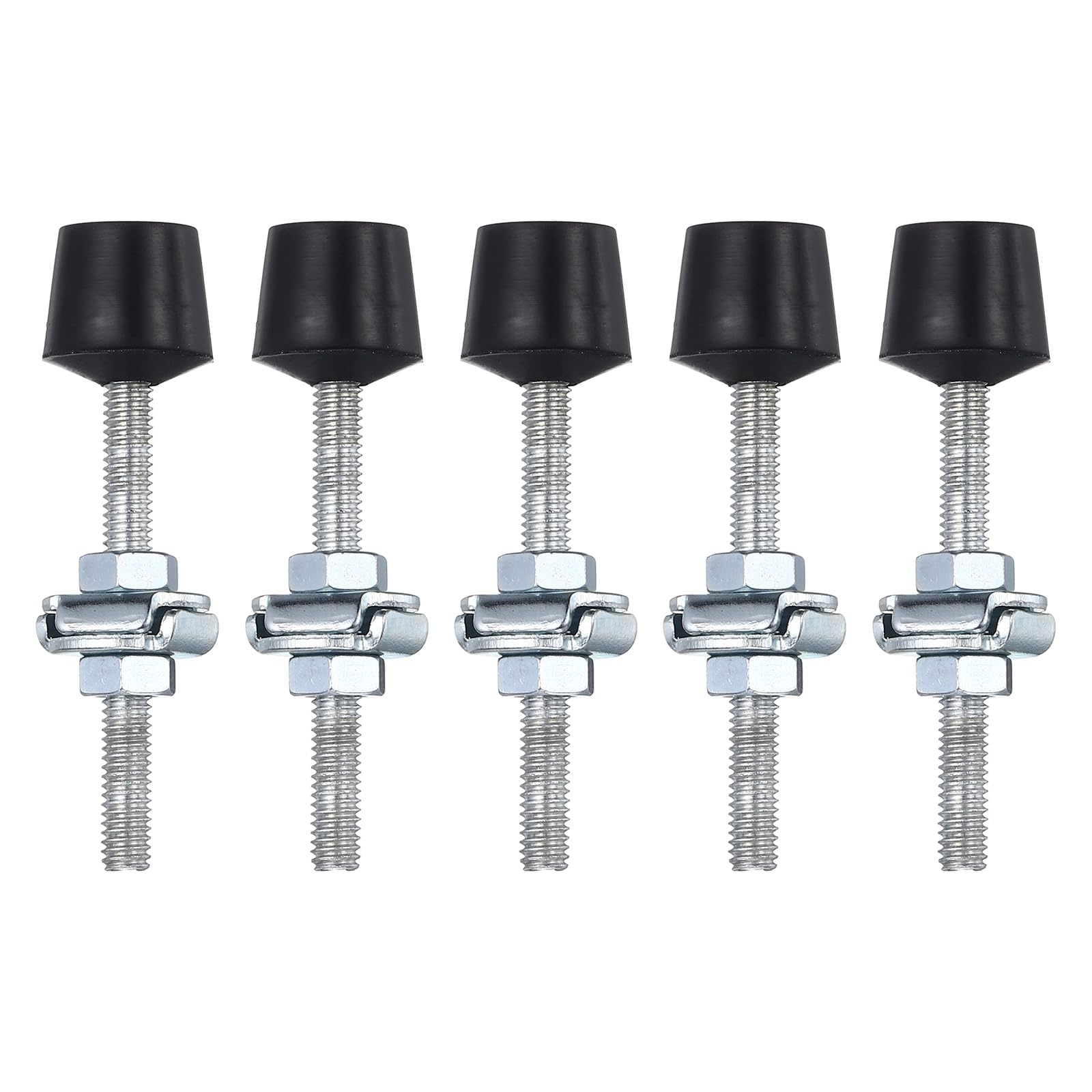 sourcing map 5Pcs Toggle Clamp Foot Rubber Head Carbon Steel M4x40mm Toggle Clamp Screw Assembly for Boxes, Cabinets, Doors with 10Pcs Screws and Washers