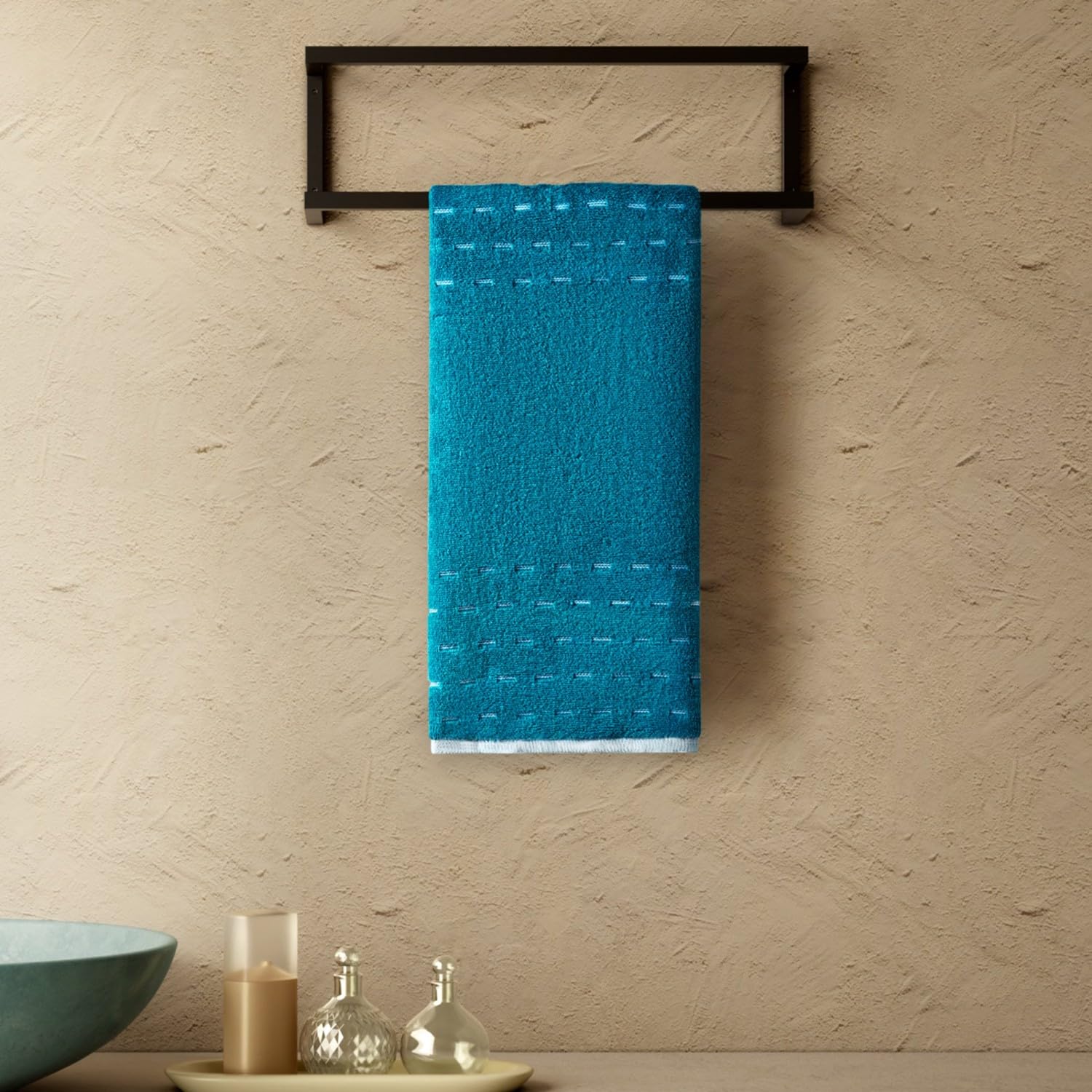 Spaces Airsoft 100% Cotton 450 GSM Dobby Plain Permium Hand Towel Set of 2 | Super Absorbent, Quick Dry & Ultra Soft - 40 x 60Cm - Dark Teal-picture-11