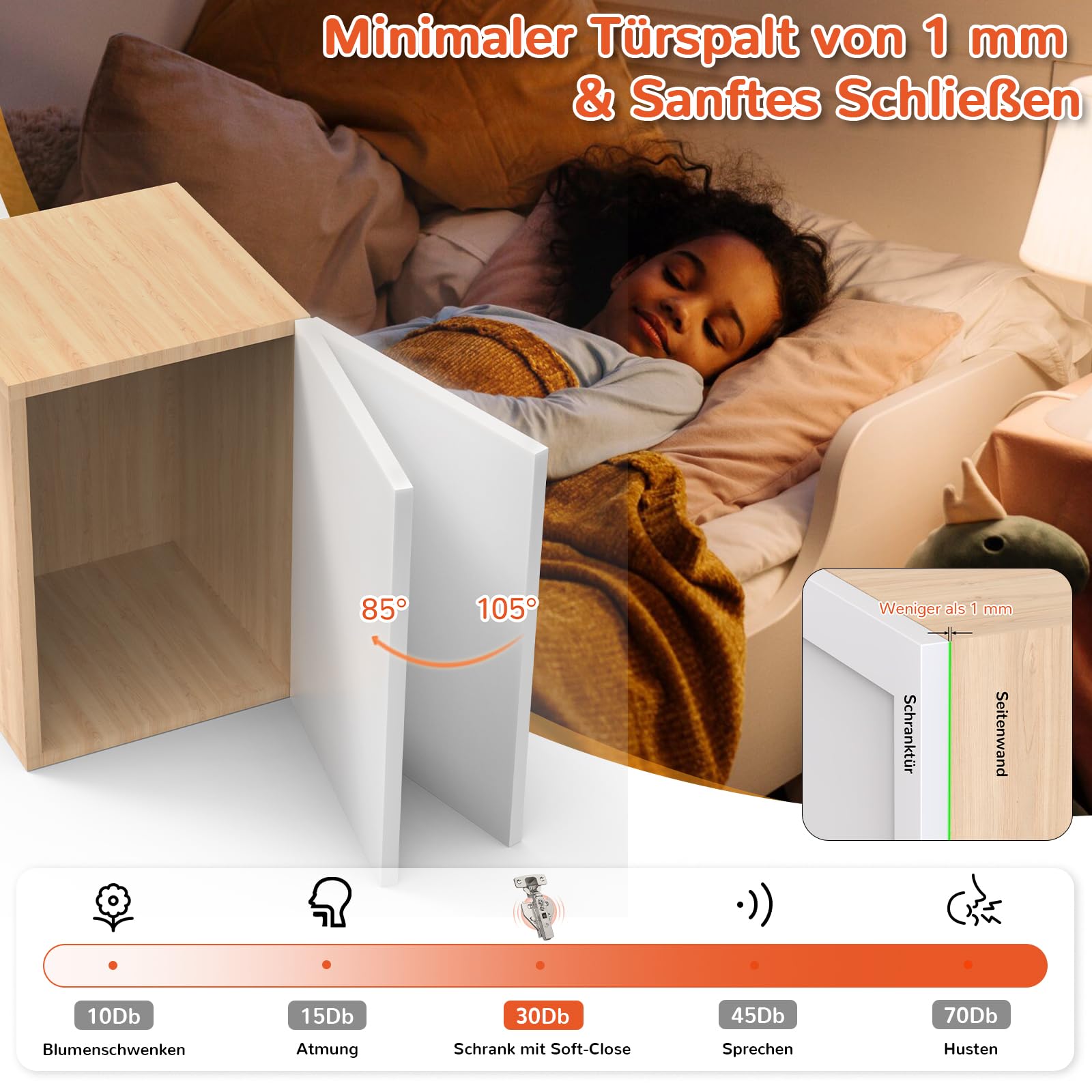 Furniware 2 cerniere ad angolo Softclose, distanza tra i fori di 52 mm, per armadio da cucina, 105 gradi, cerniera a vaso da 35 mm, cerniera per armadio, cerniera per mobili con ammortizzatore