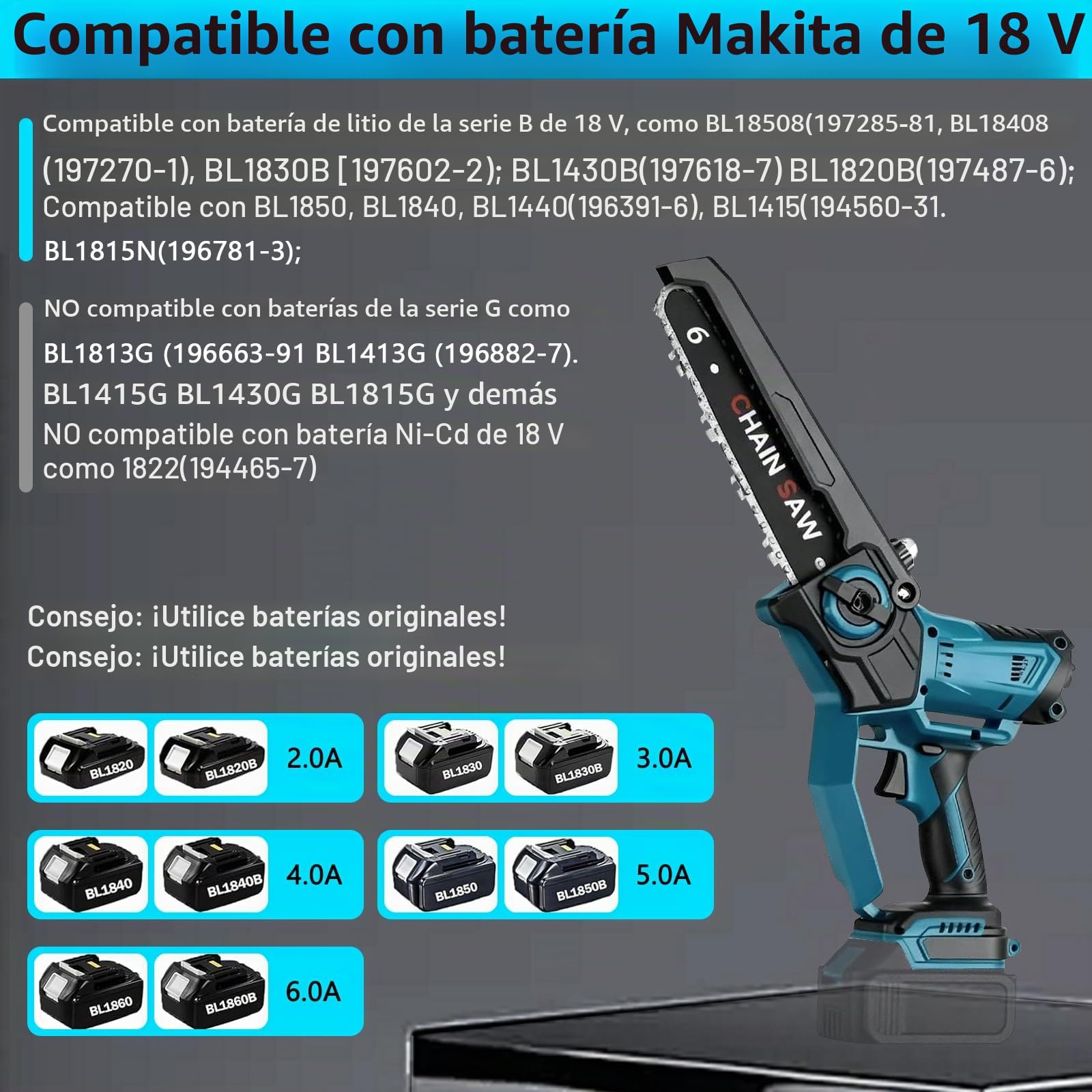 Motosierra de podar profesional compatible con Makita 18 V | 6 pulgadas, sin escobillas, 2 en 1, con mango telescópico y telescópico, podadora eléctrica, altura de trabajo de 4,5 m