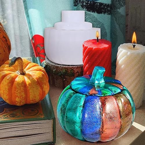 Miniatura 2 de Zayookey Tarros de calabaza, molde de resina, caja de almacenamiento de Halloween, moldes de silicona, caja de joyería de calabaza, molde de