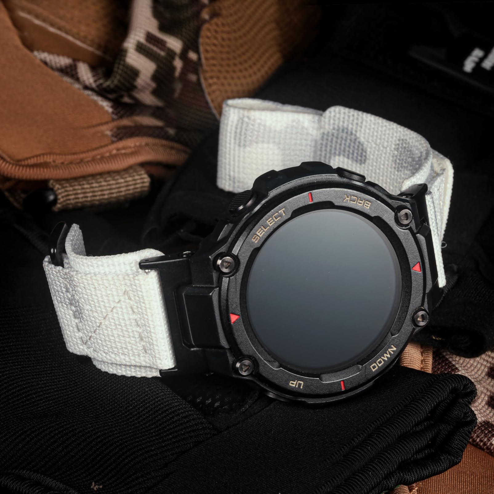 Bracelet de montre compatible avec Huami Amazfit T-Rex/T-Rex 2/T-Rex Pro/T-Rex Ultra, bracelet de sport en nylon avec motif camouflage militaire