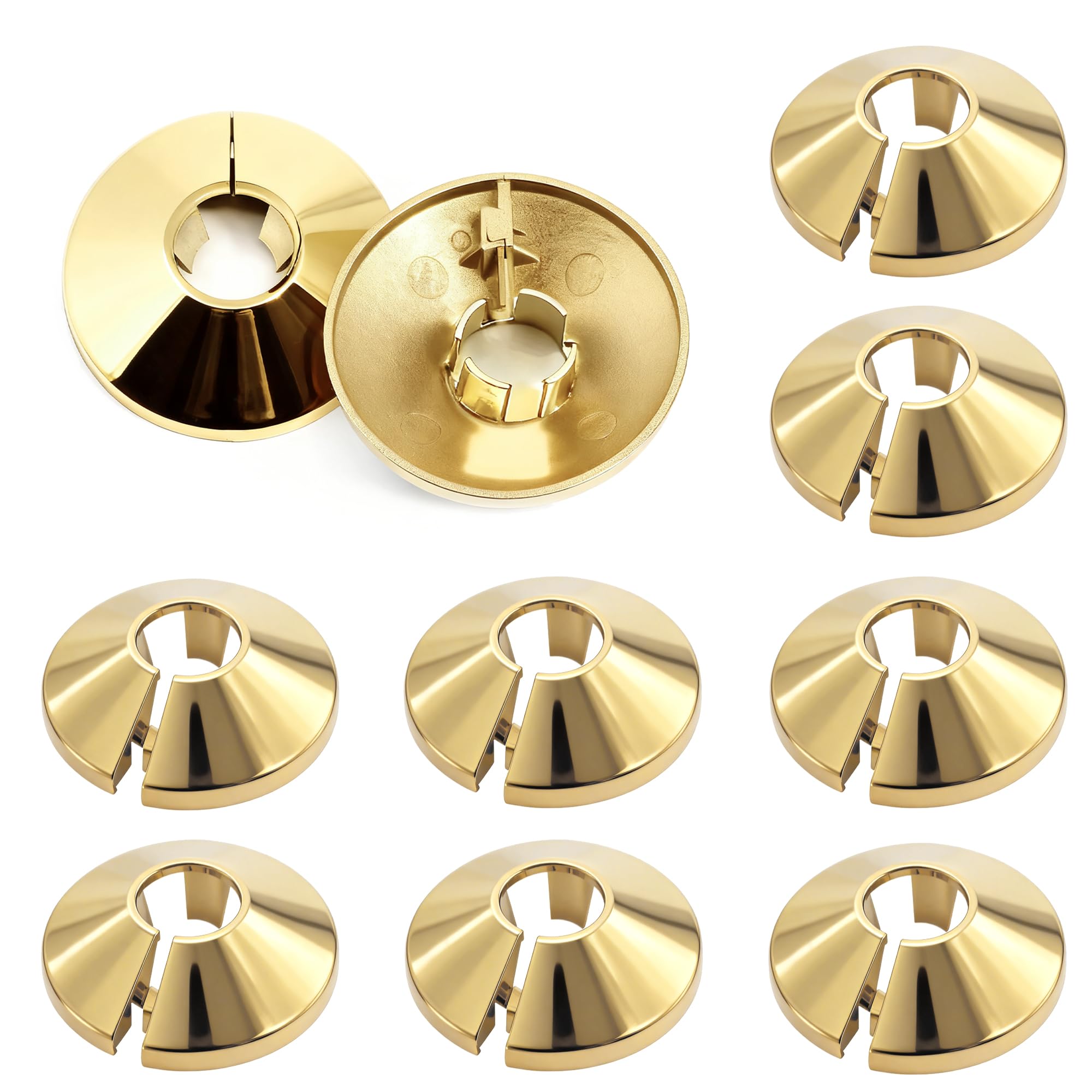 10 PCS Radiator Pipe Covers Chrome Radiator Pipe Collars Plastic Radiator Caps 15mm Pipe Cover 4.5cm Wide Snap On PVC Copper Pipe Covers for Central Heating Pipe Decoration