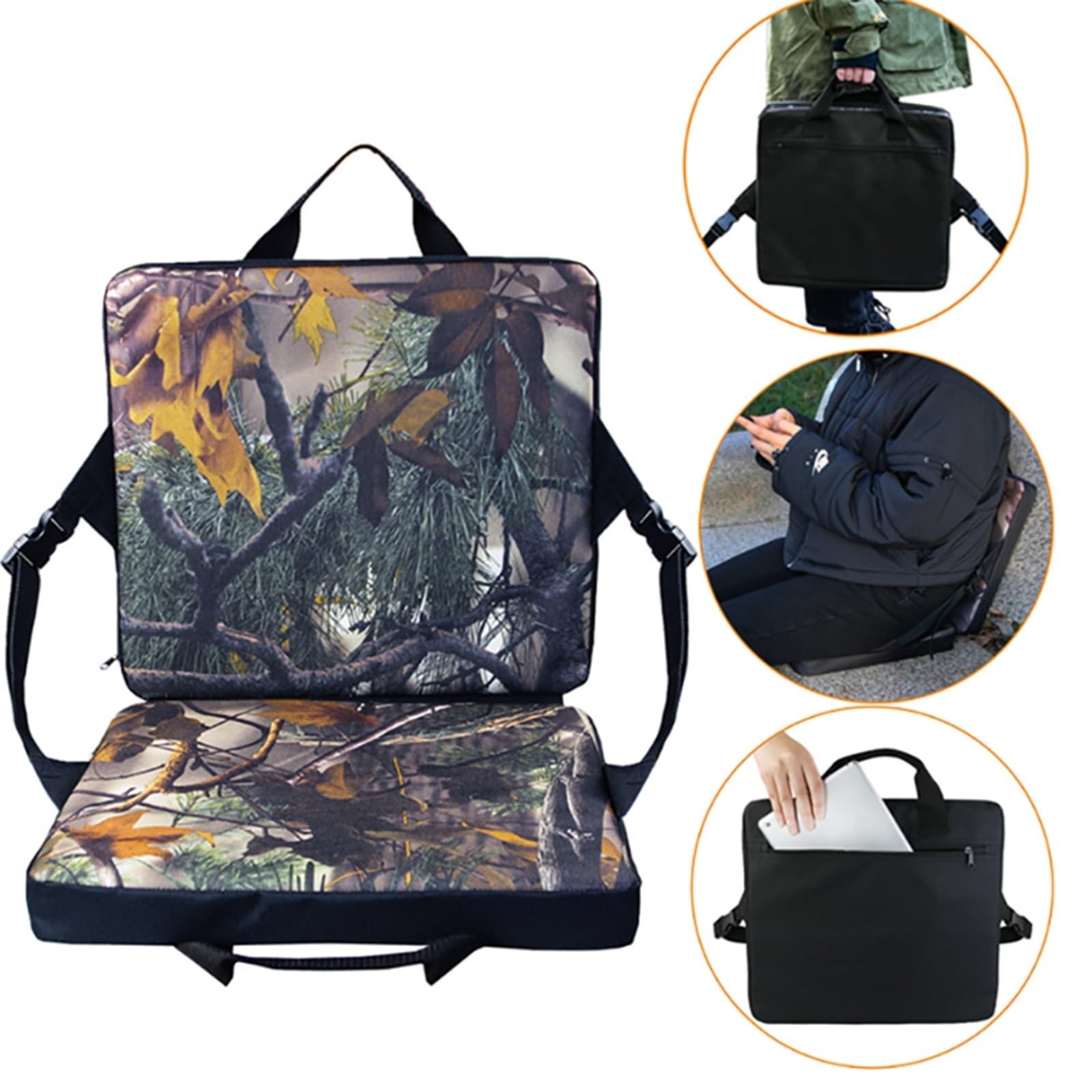 Outdoor Folding Seat Tree Stand Seat Cushion With Backrest - Waterproof Camo Hunting & Stadium Seat Adjustable Outdoor Seat