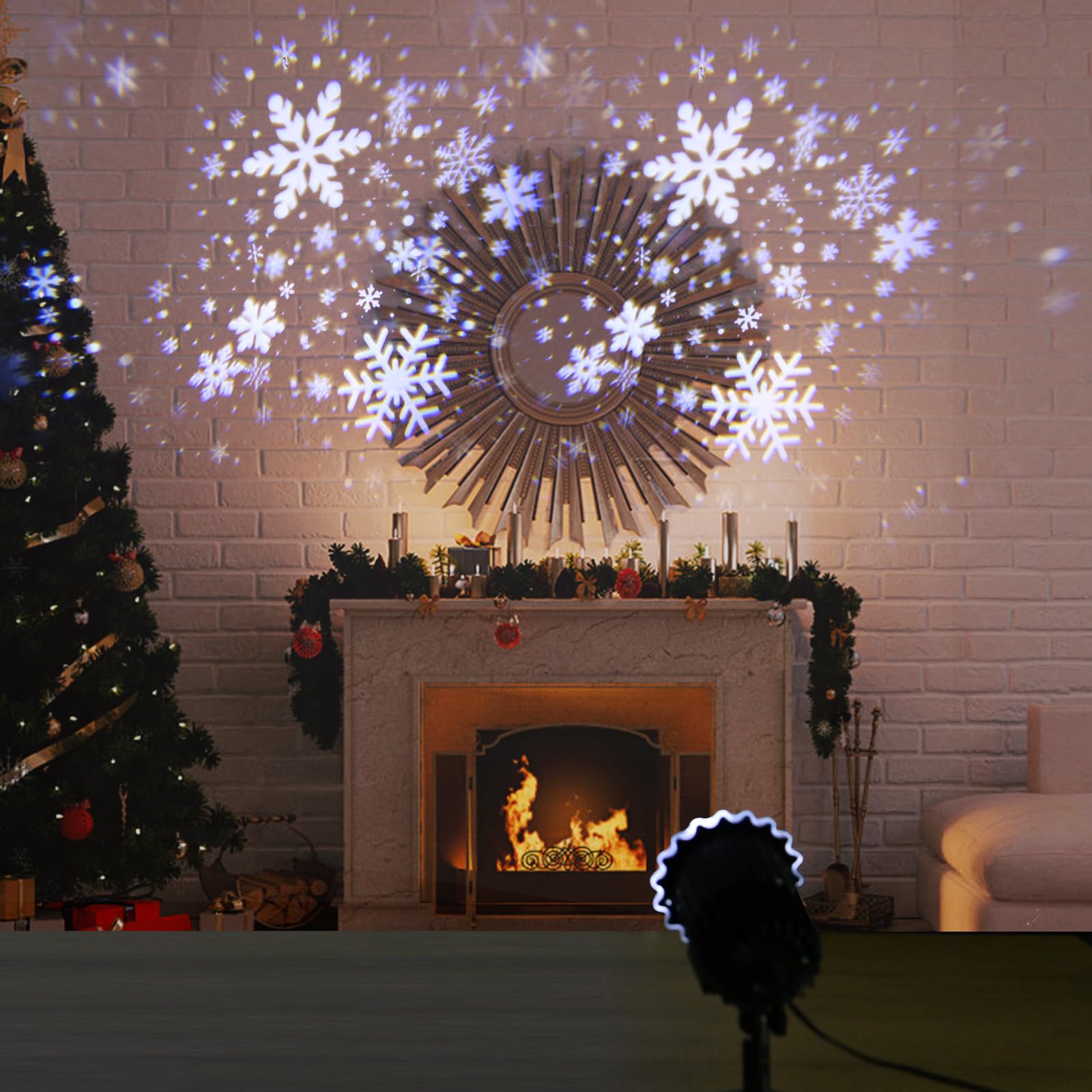 ZWOOS Snowflake Lampy projektorowe na zewnątrz, 9W Super Bright, Lampa z opadami śniegu Projekcja światła nocnego, Świąteczne światła projektora LED Wodoodporne na Boże Narodzenie, Halloween, wesele