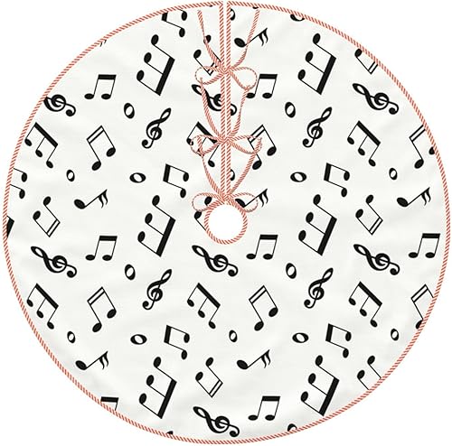 Falda de árbol de Navidad de 30 pulgadas, patrón de notas musicales en blanco y negro, falda de árbol de Navidad para fiestas de vacaciones, Falda de árbol de Navidad de 30 pulgadas, patrón de notas musicales en blanco y negro, falda de árbol de Navidad para fiestas de vacaciones,