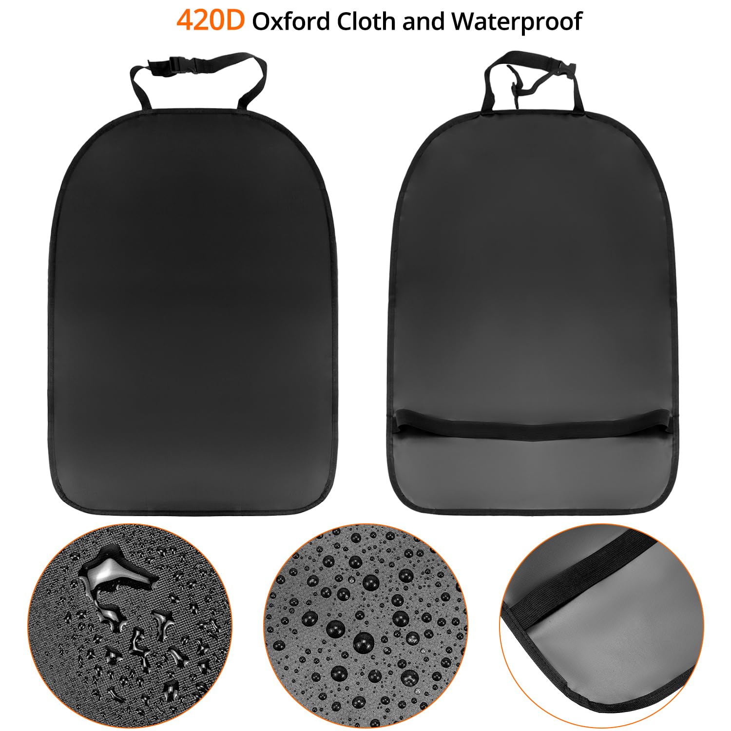 QWORK® 2 szt. Maty ochronne przed kopaniem, Ochrona tylnych siedzeń samochodowych, do SUV-ów, jeepów, ciężarówek