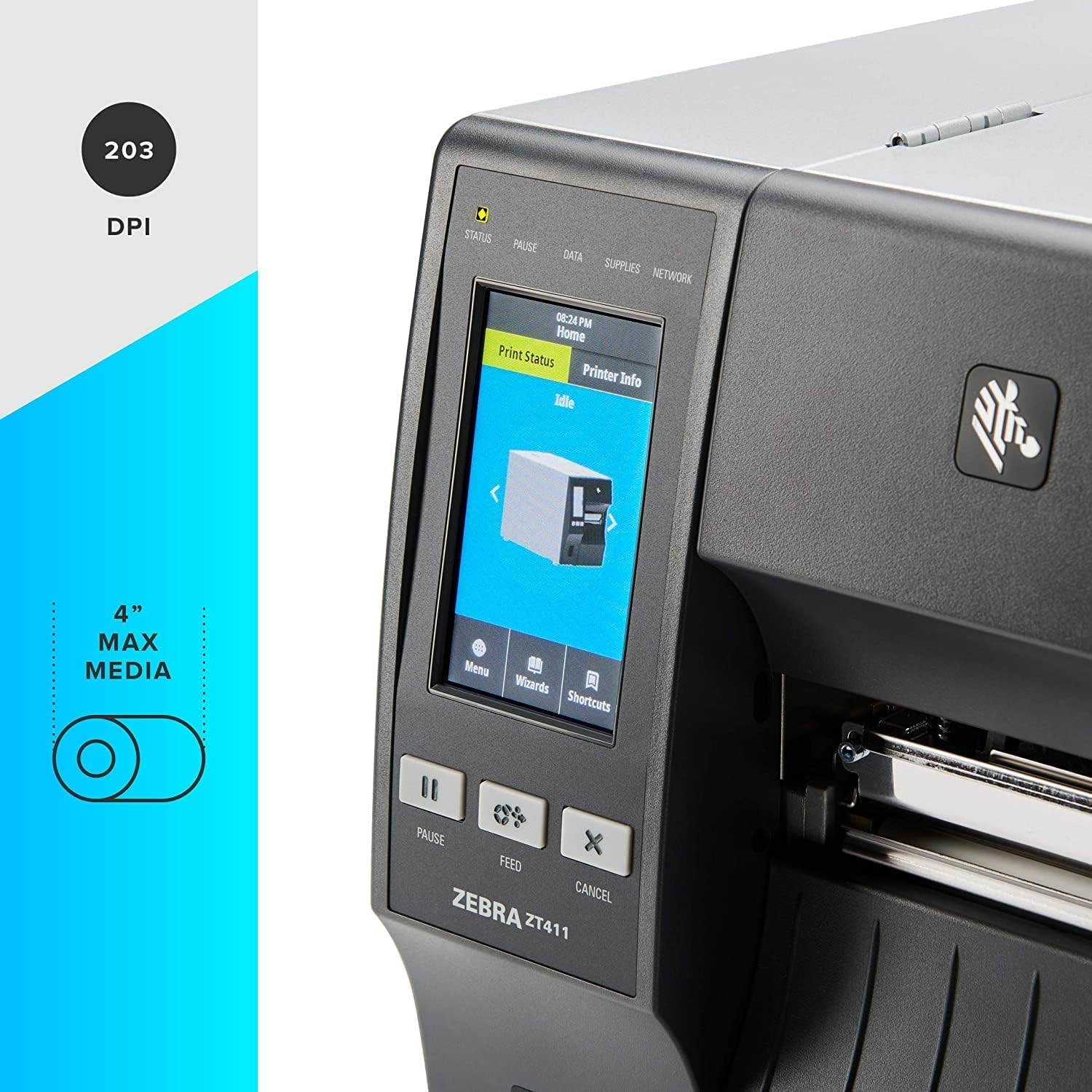 ZEBRA ZT411 203 dpi Thermal Transfer Industrial Printer Print Width 4 Inches Features Serial, USB, Ethernet, and Bluetooth Connecting Options - ZT41142 JTTANDS