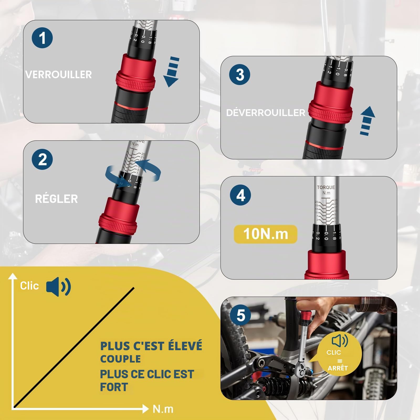 VANPO Clé Dynamométrique Vélo, 1-25NM, 32 Pièces Cle Dynamometrique Kit avec Barre D'extension, Bits Adaptateur, Torx, Phillips,Taglio,Esagonali, Pozidriv pour Vélos Route y Montagne, Moto